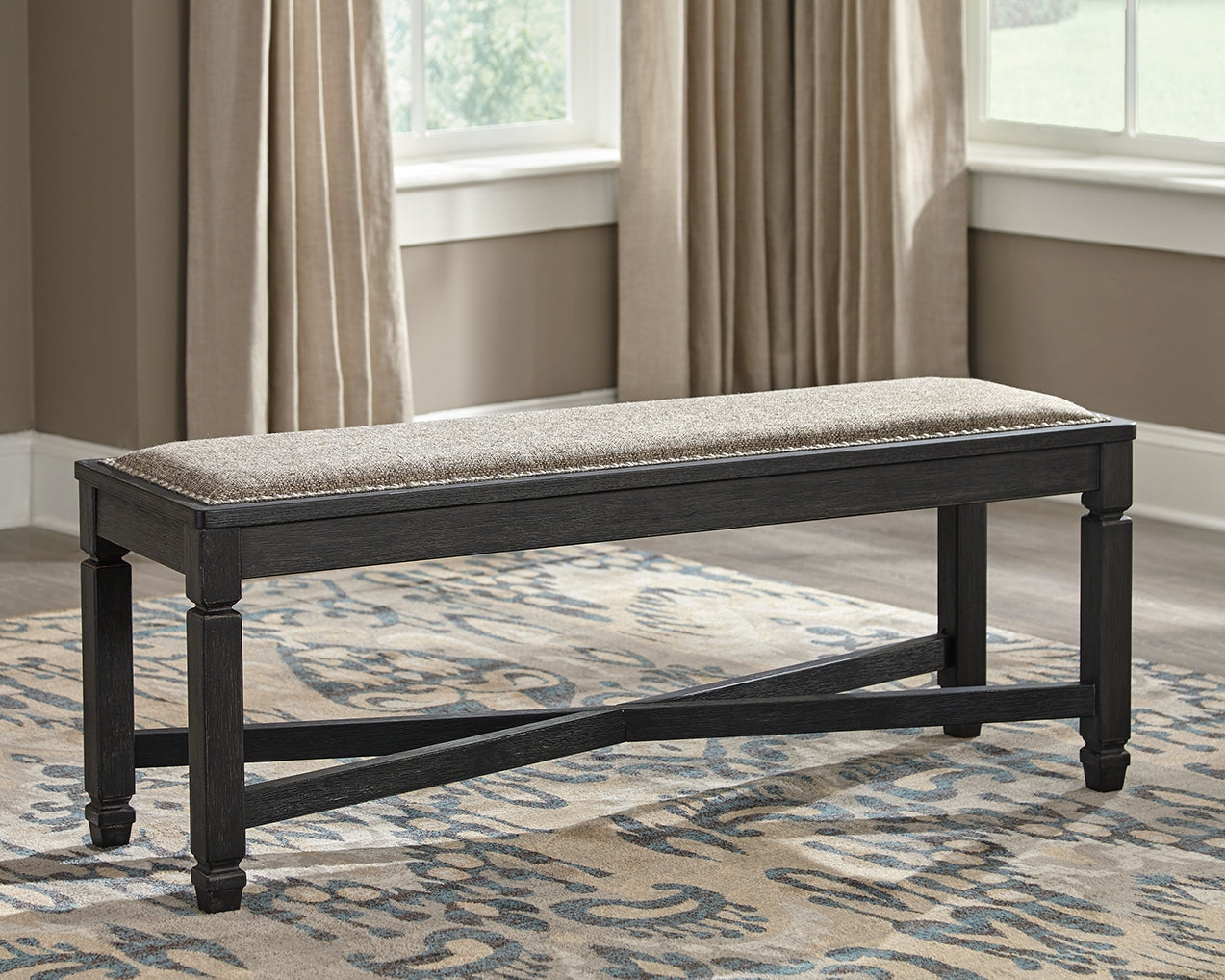 Prime Furniture - Ashley Furniture - Tyler Creek Dining Room - Upholstered Bench / Black/Grayish Brown - D736-00
