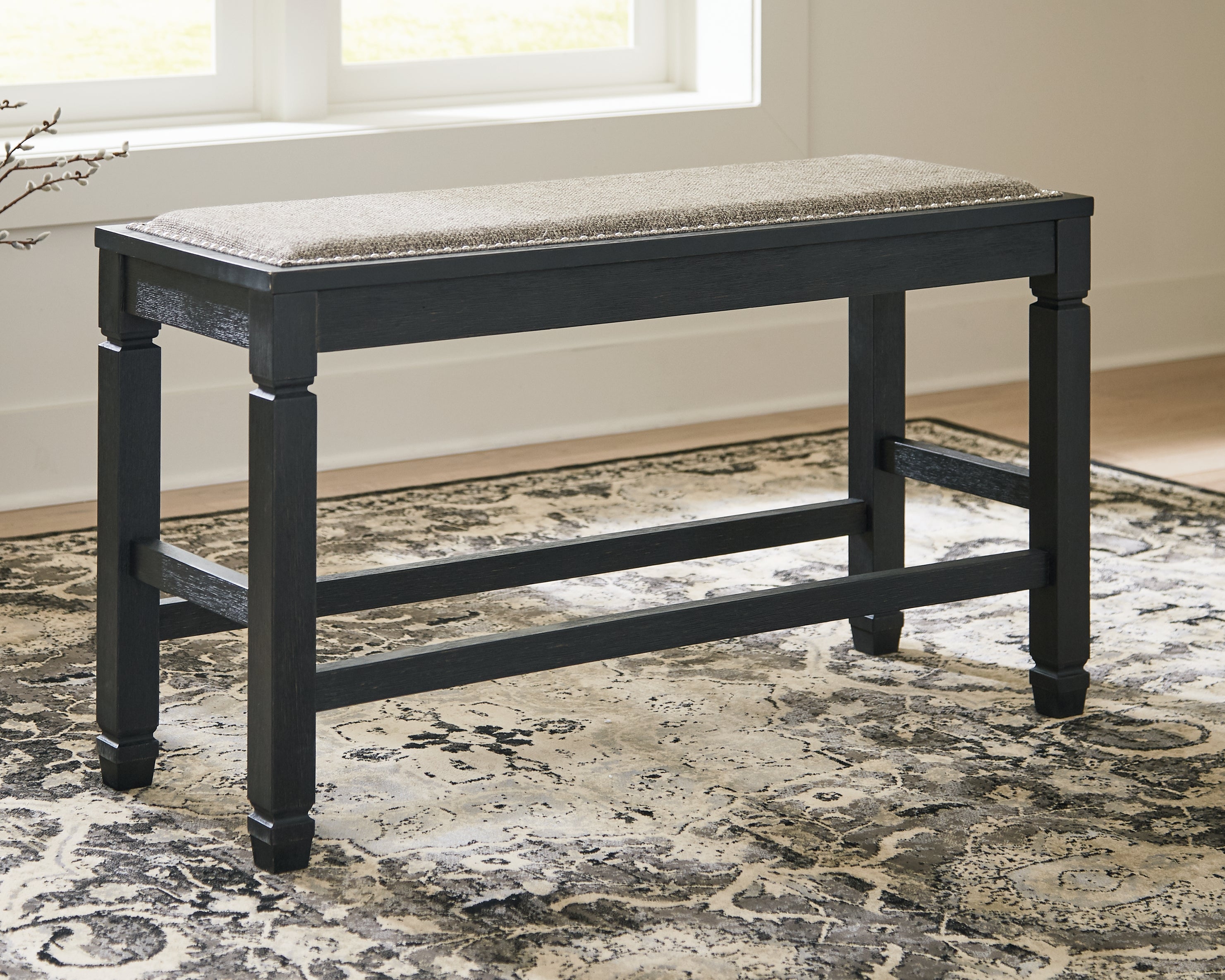 Prime Furniture - Ashley Furniture - Tyler Creek Dining Room - DBL Counter UPH Bench (1/CN) / Antique Black - D736-09