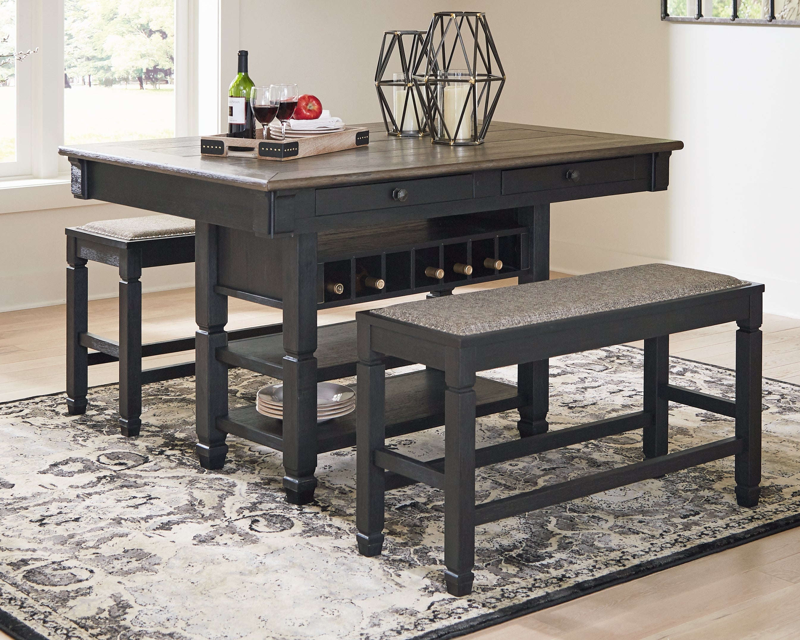 Prime Furniture - Ashley Furniture - Tyler Creek Dining Room - RECT Dining Room Counter Table / Black/Gray - D736-32