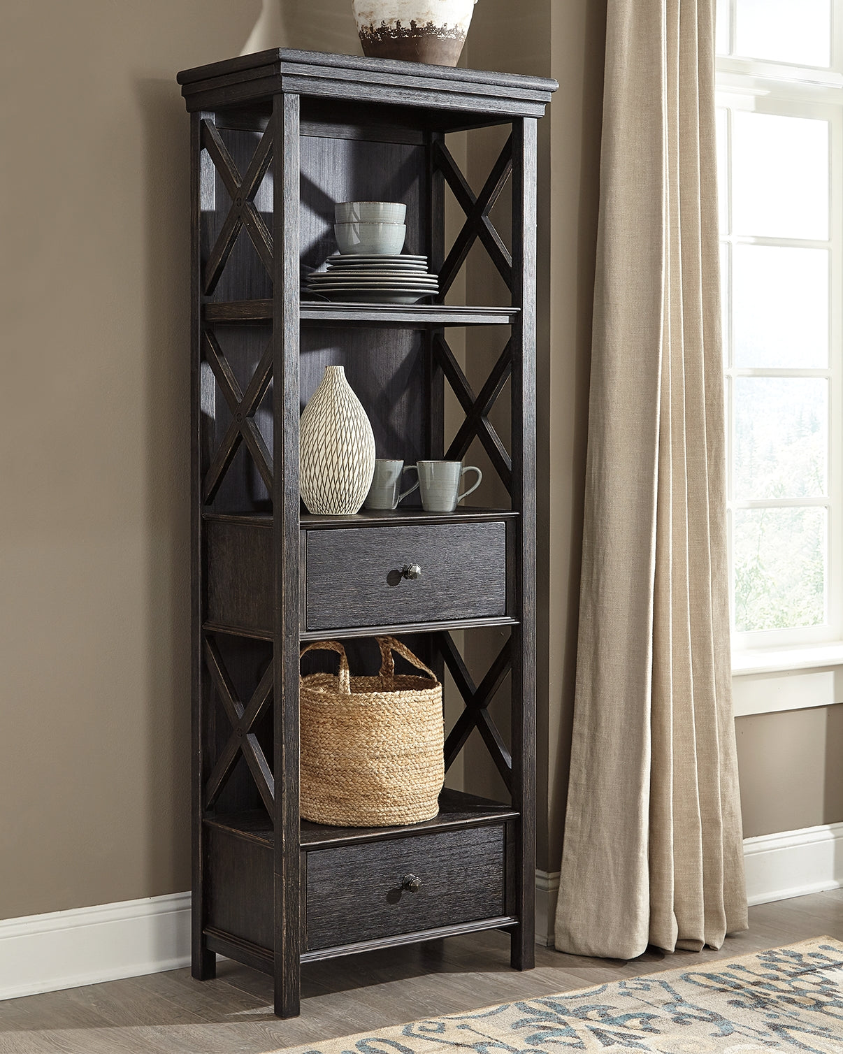 Prime Furniture - Ashley Furniture - Tyler Creek Dining Room - Display Cabinet / Black/Gray - D736-76