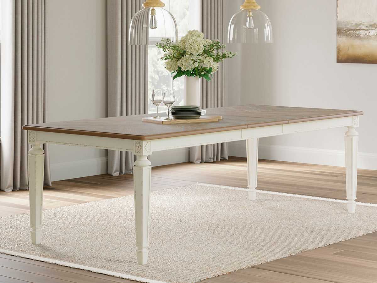 Prime Furniture - Ashley Furniture - Realyn Dining Room - RECT Dining Room EXT Table / Chipped White - D743-45