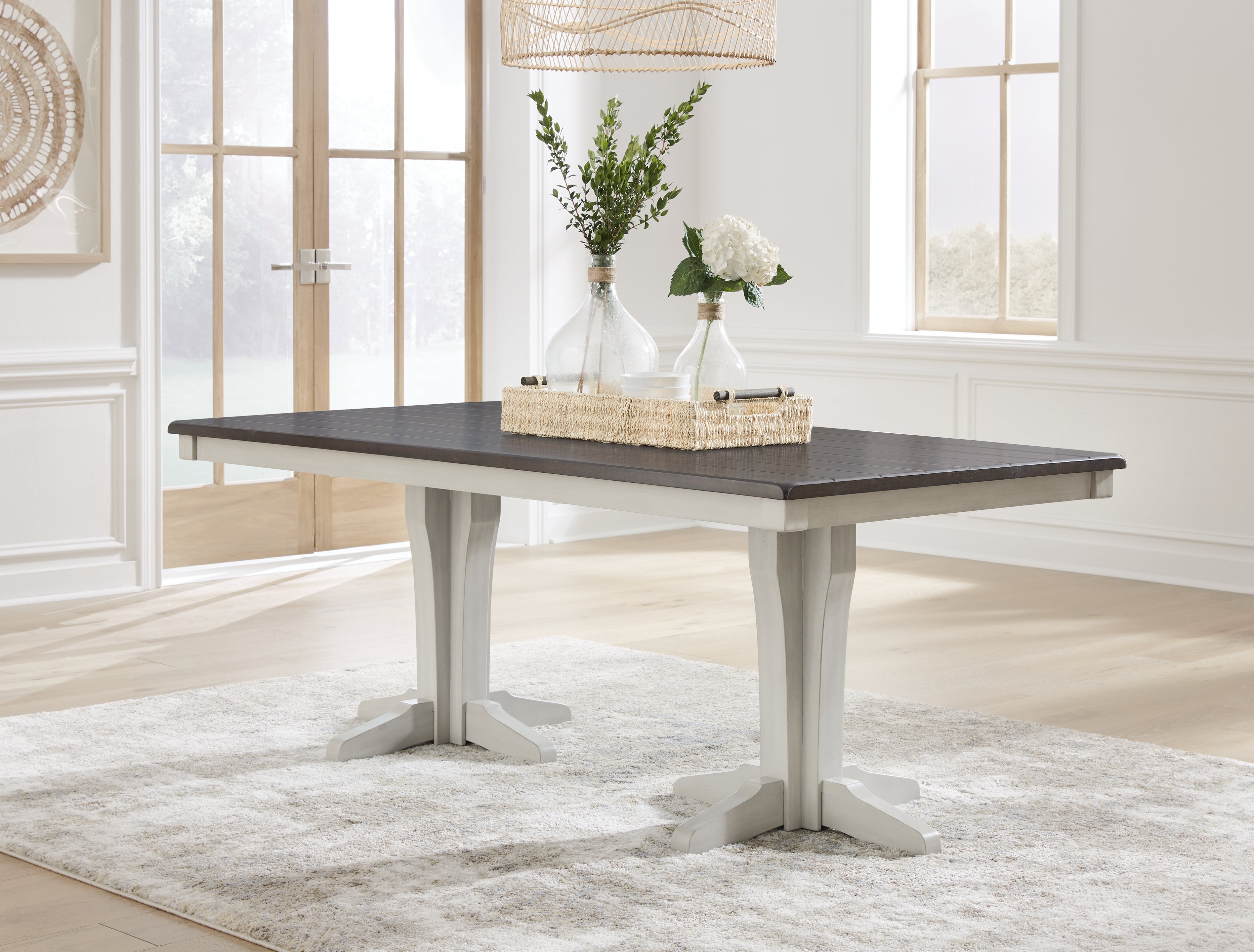 Prime Furniture - Ashley Furniture - Darborn Dining Room - Dining Table / Gray/Brown / 40"W x 78"D x 30"H - D796D3