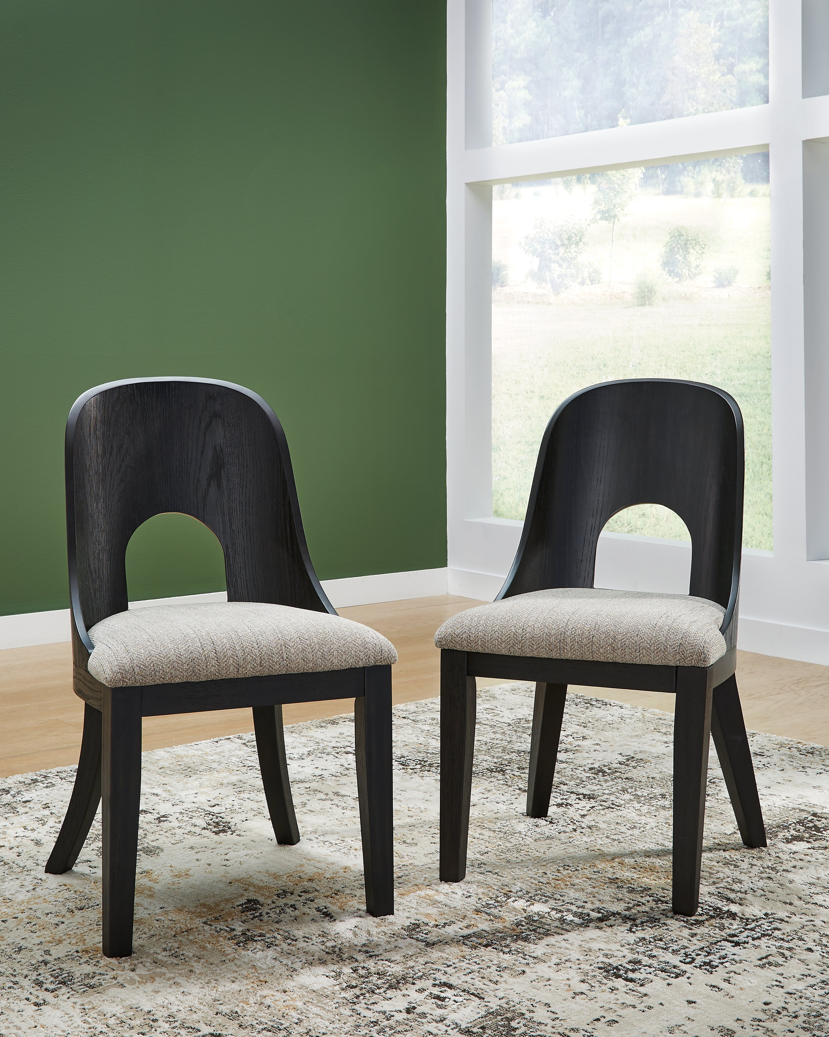 Prime Furniture - Ashley Furniture - Rowanbeck Dining Room - Dining Chair (Set of 2) / Black - D821-01X2