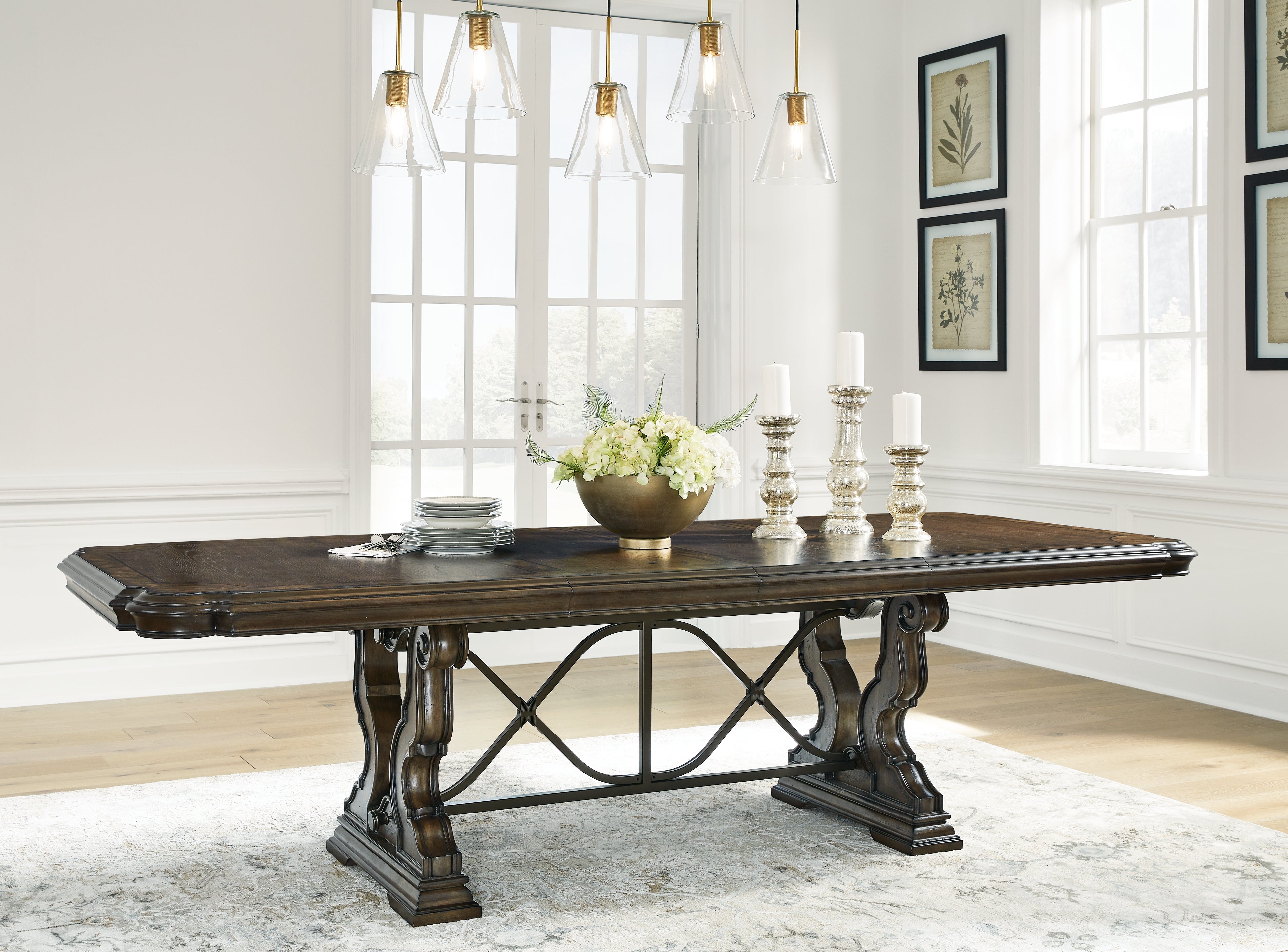 Prime Furniture - Ashley Furniture - Maylee Dining Room - Dining Extension Table / Dark Brown / 44"W x 108.5"D x 30"H - D947D5