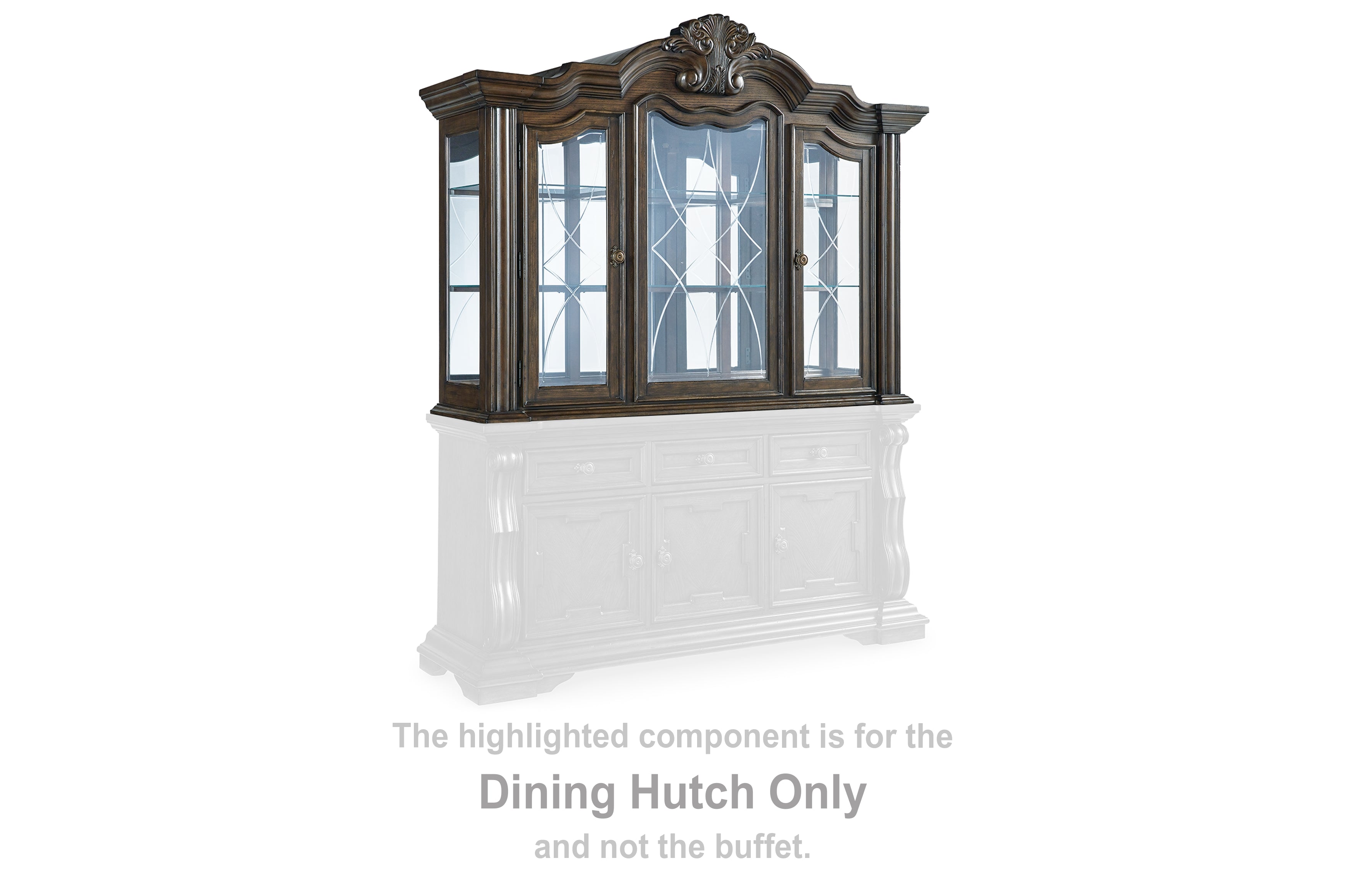 Prime Furniture - Ashley Furniture - Maylee Dining Room - Dining Room Hutch / Dark Brown / 72"W x 21"D x 55"H - D947-81