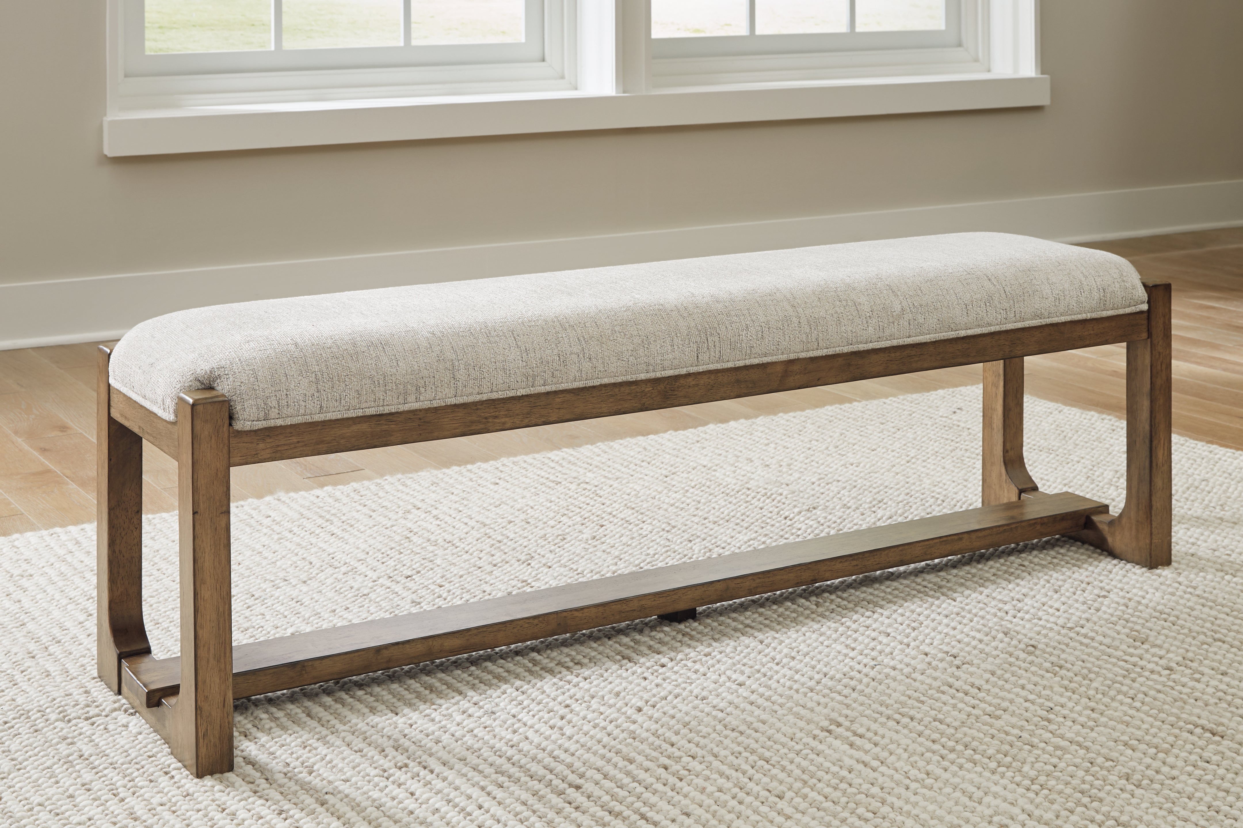 Prime Furniture - Ashley Furniture - Cabalynn Dining Room - Large UPH Dining Room Bench / Oatmeal/Light Brown - D974-00