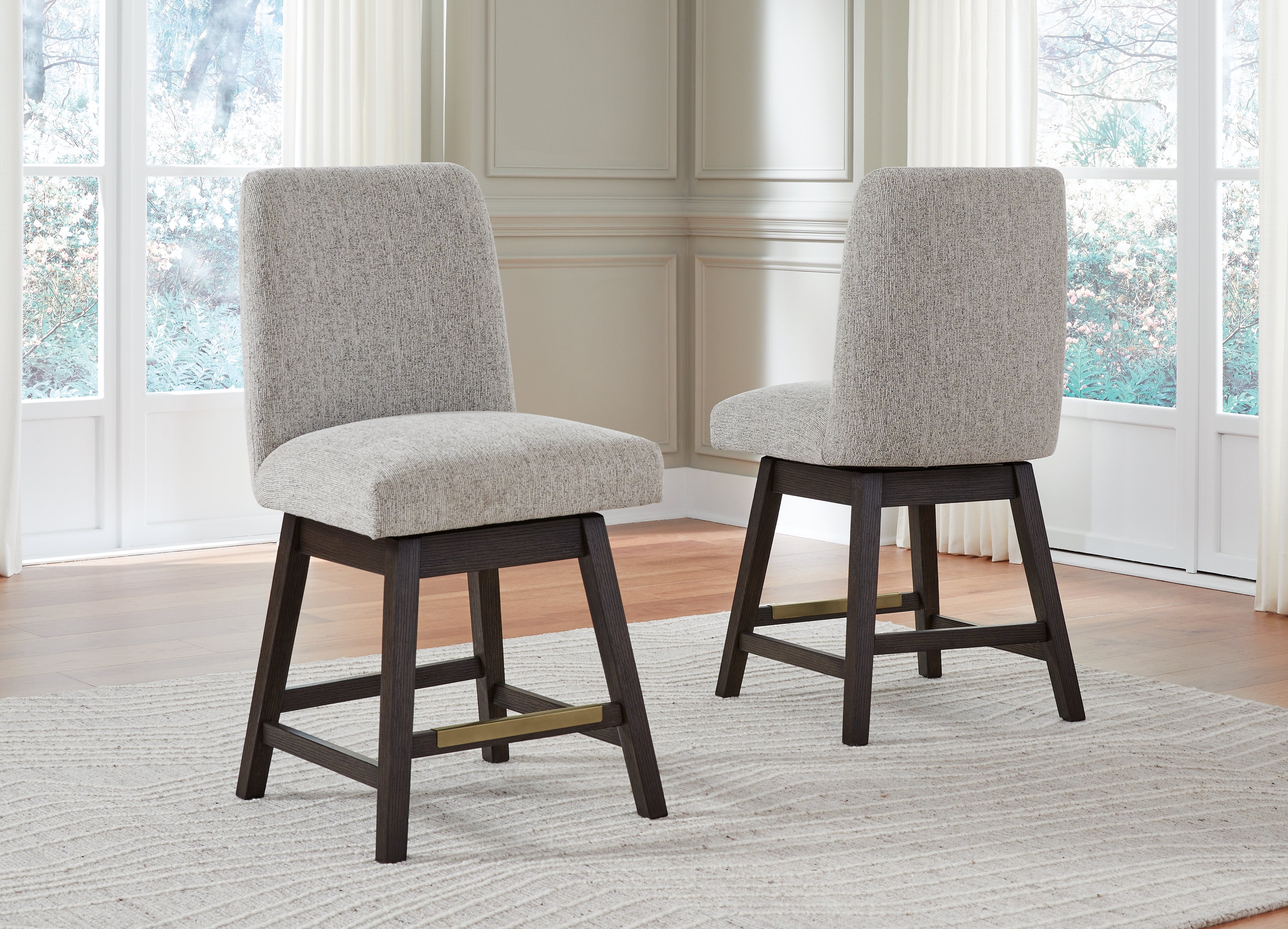 Prime Furniture - Ashley Furniture - Burkhaus Dining Room - Counter Height Barstool (Set of 2) / Dark Brown - D984-124X2