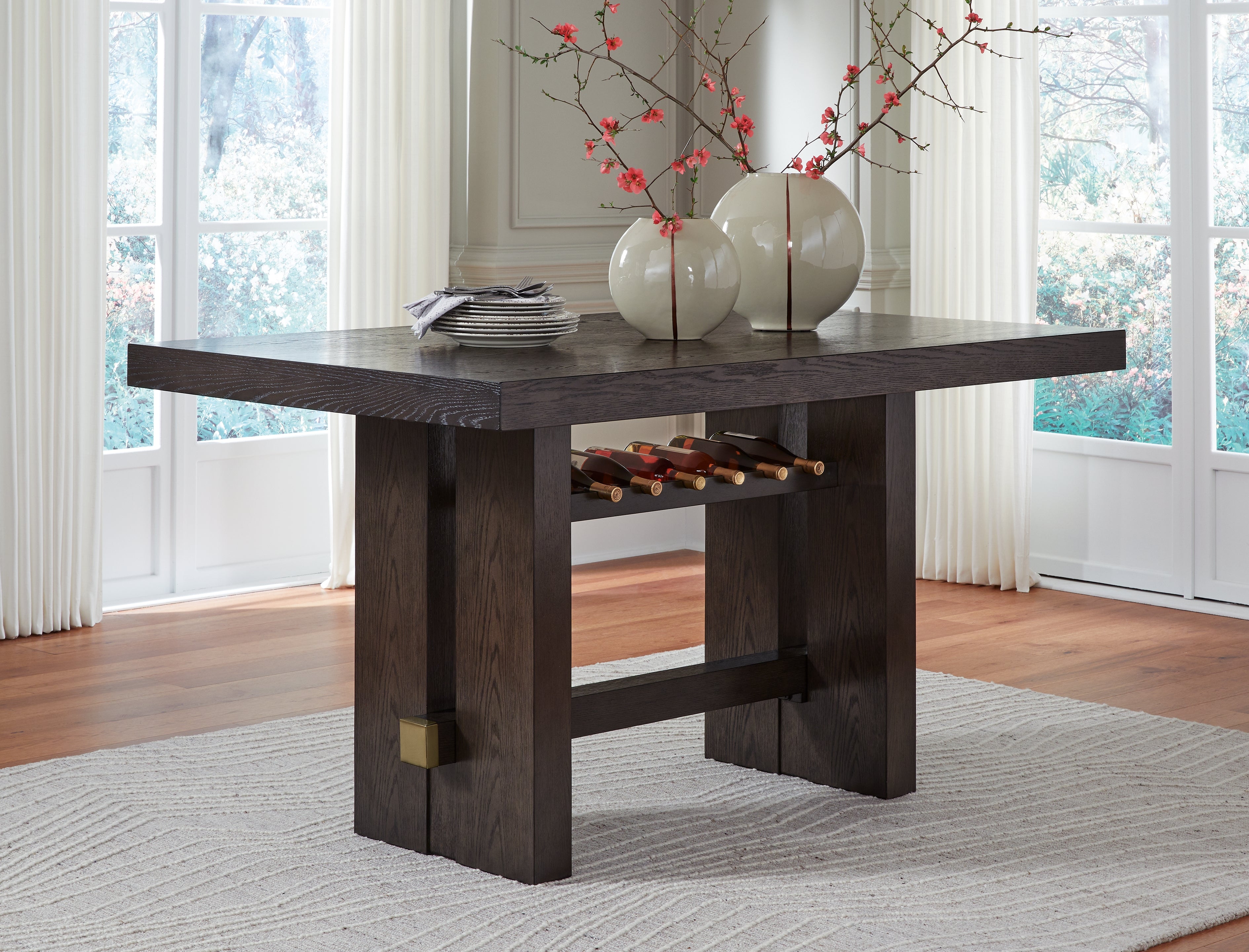 Prime Furniture - Ashley Furniture - Burkhaus Dining Room - RECT Dining Room Counter Table / Dark Brown - D984-32