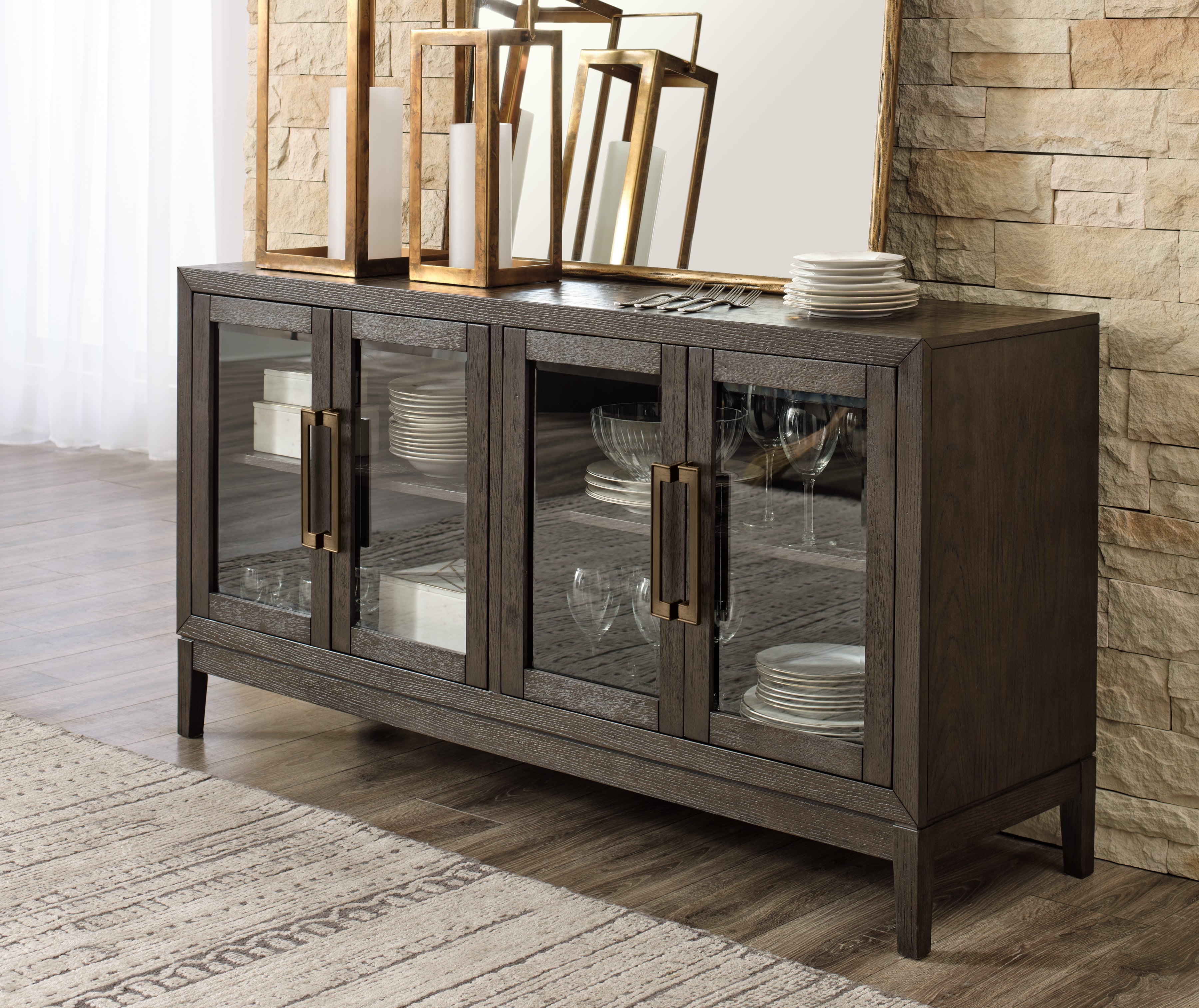 Prime Furniture - Ashley Furniture - Burkhaus Dining Room - Dining Room Server / Dark Brown - D984-60