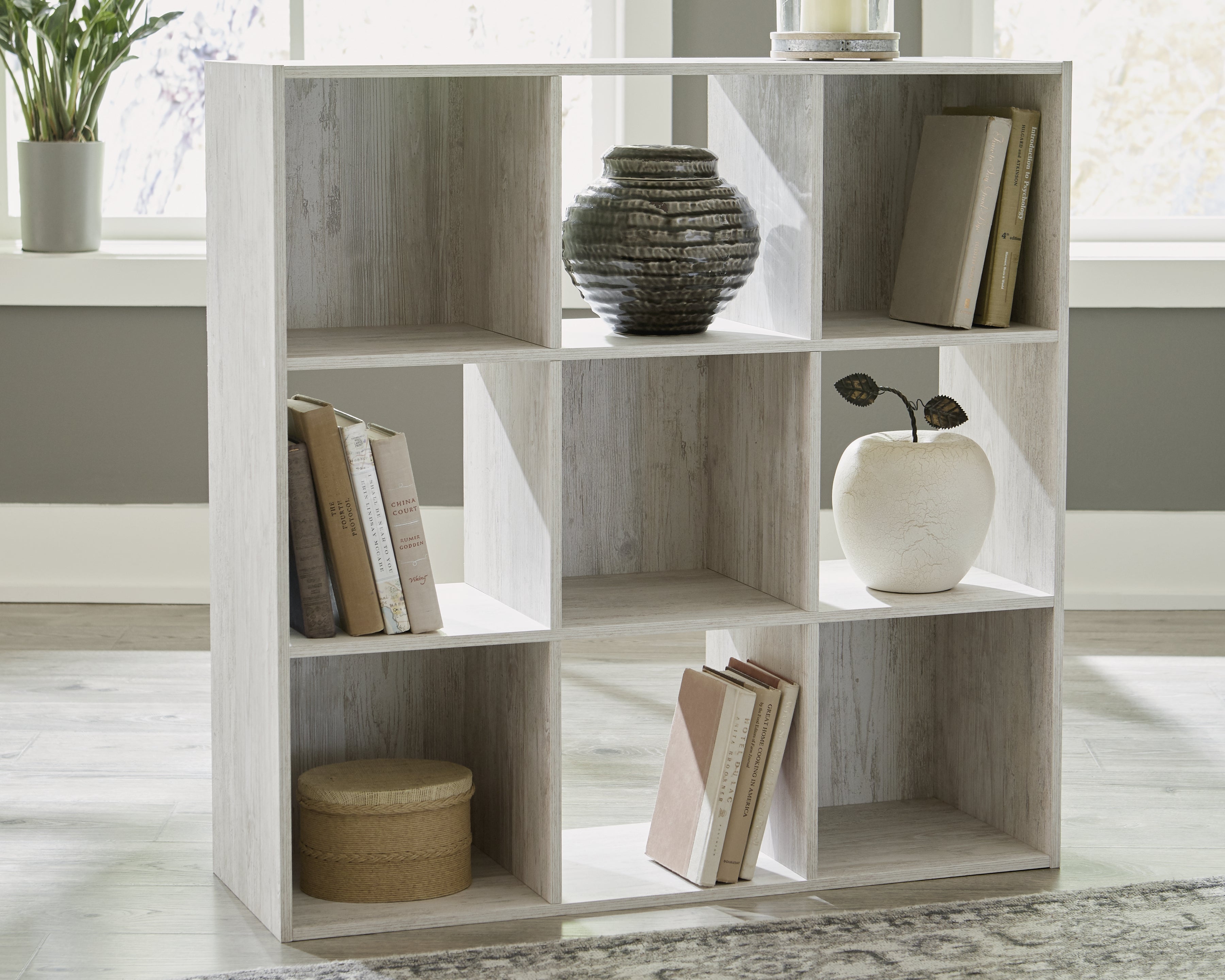 Prime Furniture - Ashley Furniture - Paxberry Nine Cube Organizer - Nine Cube Organizer / Whitewash - EA1811-3X3