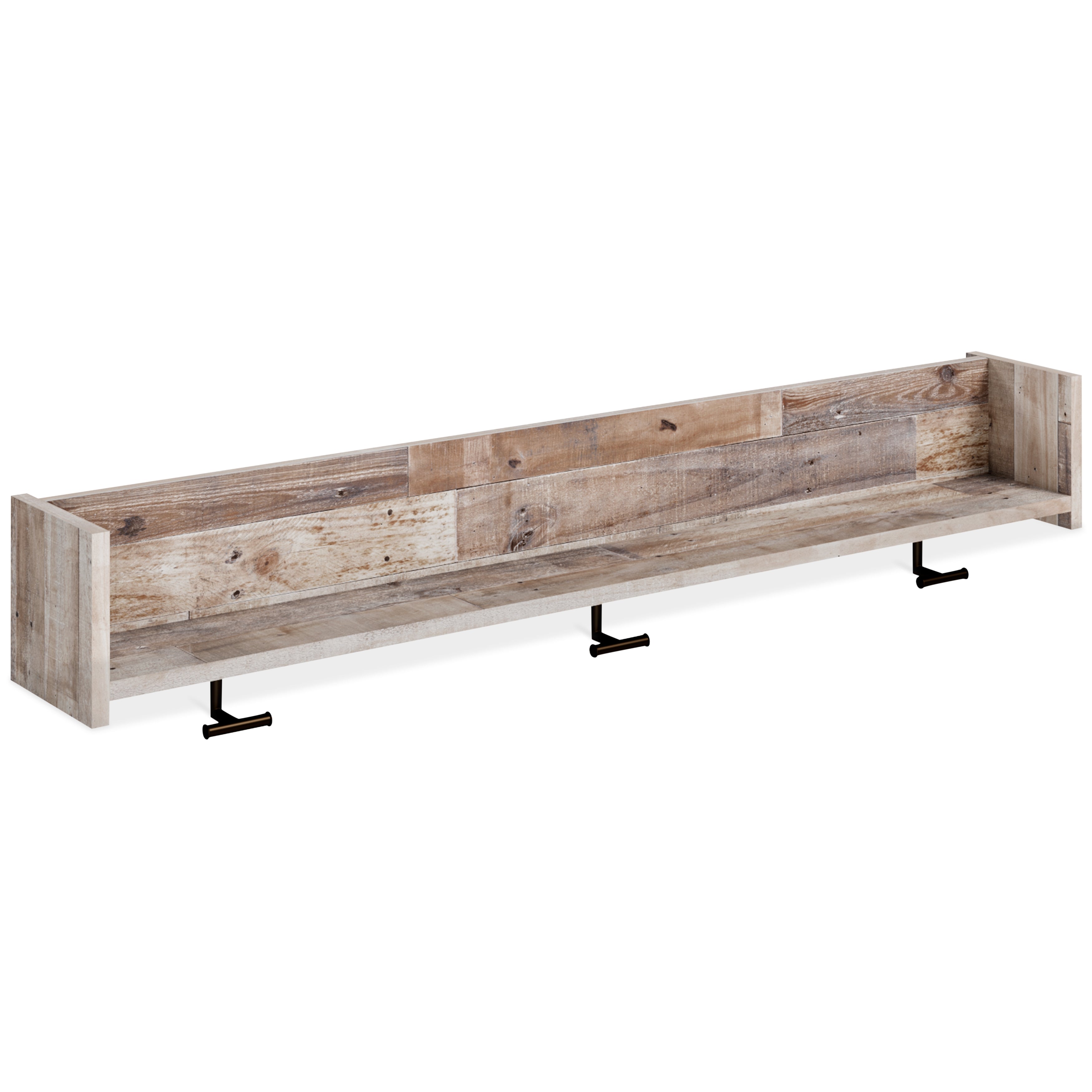 Prime Furniture - Ashley Furniture - Neilsville Wall Decor - Wall Mounted Coat Rack w/Shelf / Whitewash - EA2320-151