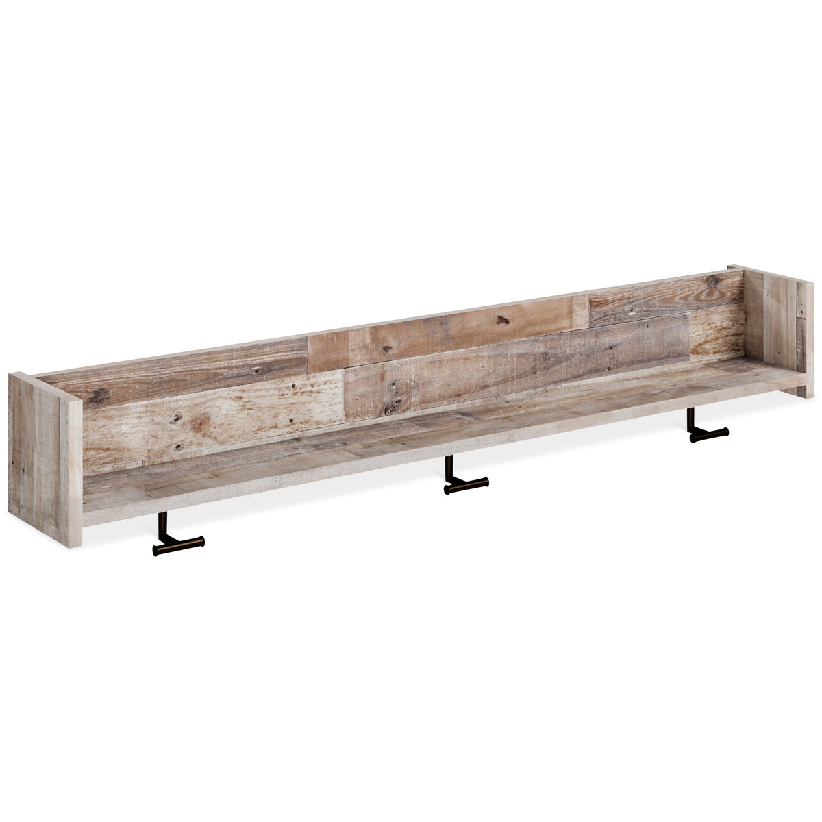 Prime Furniture - Ashley Furniture - Neilsville Wall Decor - Wall Mounted Coat Rack w/Shelf / Whitewash - EA2320-151