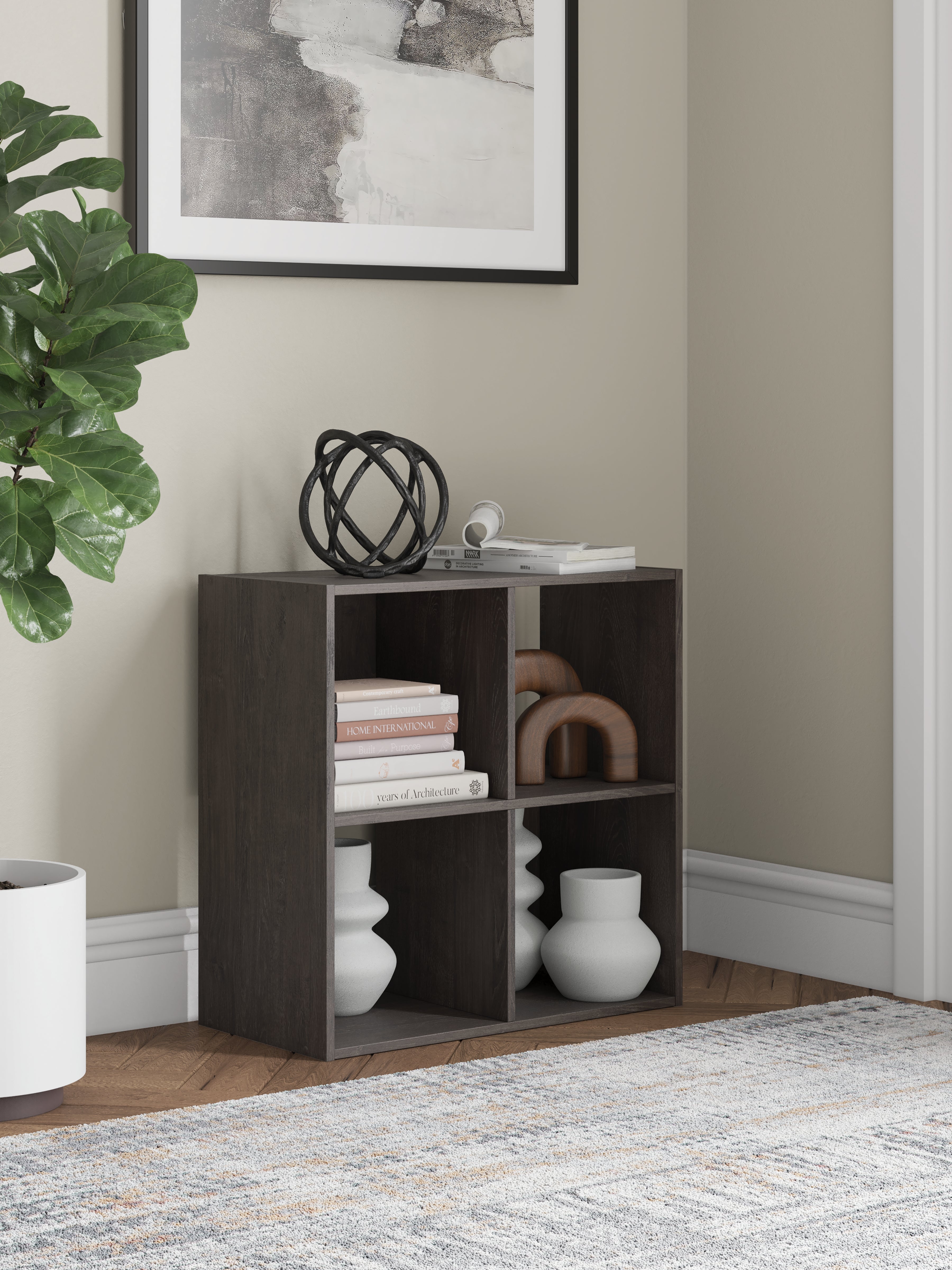 Prime Furniture - Ashley Furniture - Piperton Four Cube Organizer - Four Cube Organizer / Charcoal - EA5514-2X2