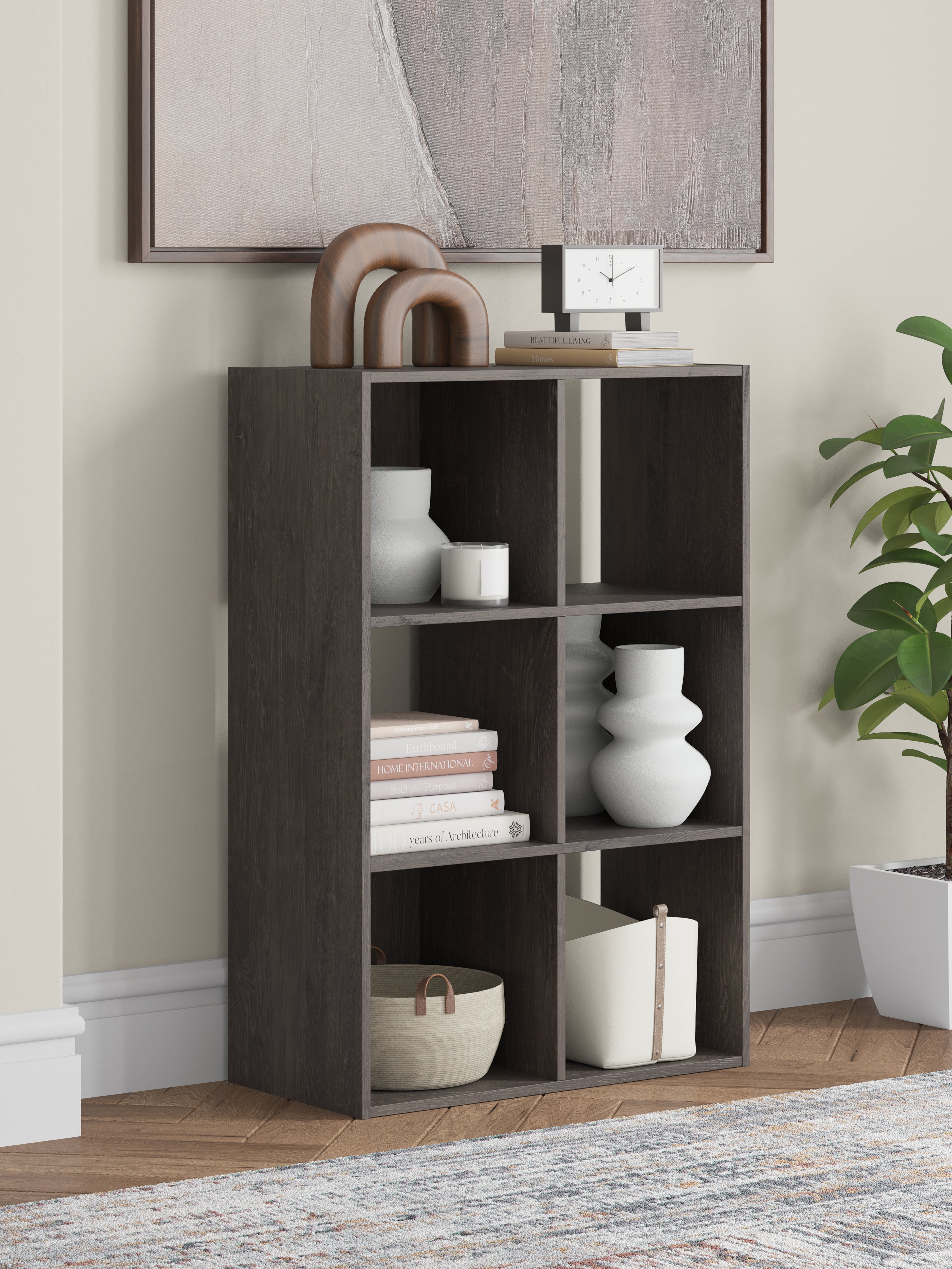Prime Furniture - Ashley Furniture - Piperton Six Cube Organizer - Six Cube Organizer / Charcoal - EA5514-3X2