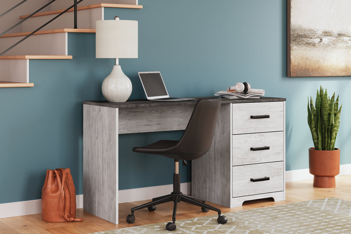 Prime Furniture - Ashley Furniture - Shawburn Office Desk - Home Office Desk / White/Dark Charcoal Gray - H4121-34