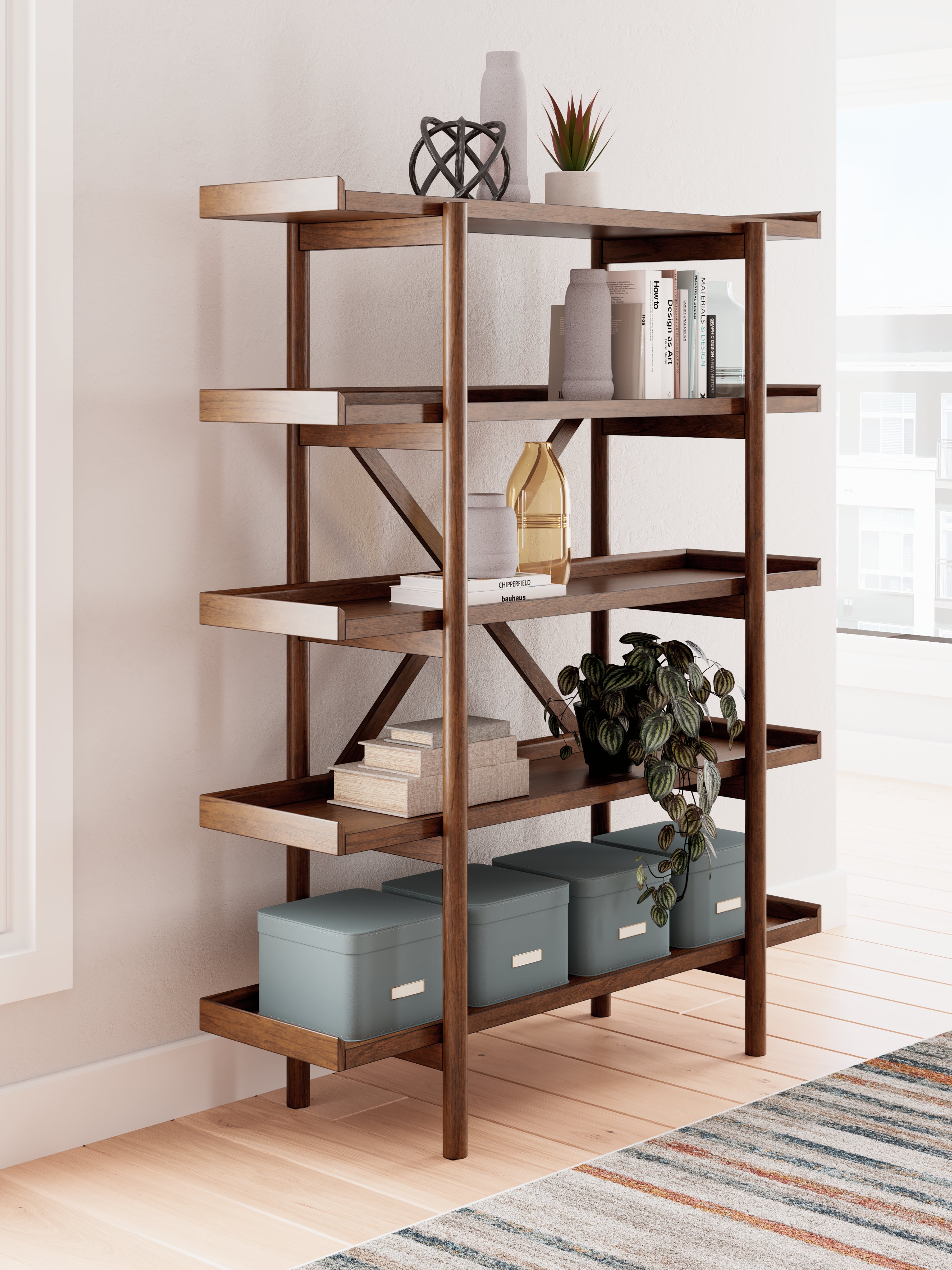 Prime Furniture - Ashley Furniture - Lyncott Bookcase - Bookcase / Brown - H615-70