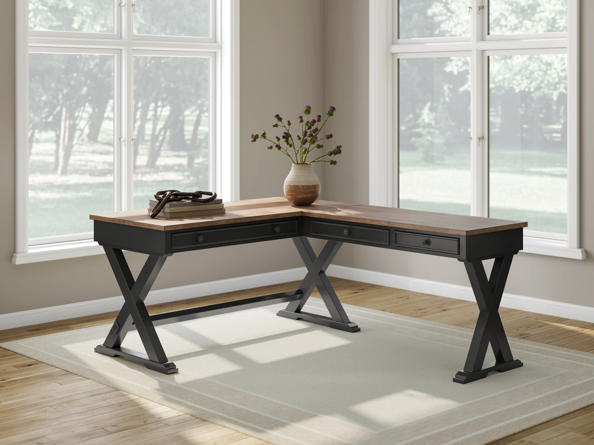 Prime Furniture - Ashley Furniture - Wildenauer Office Desk - Home Office Desk / Brown/Black - H664H2