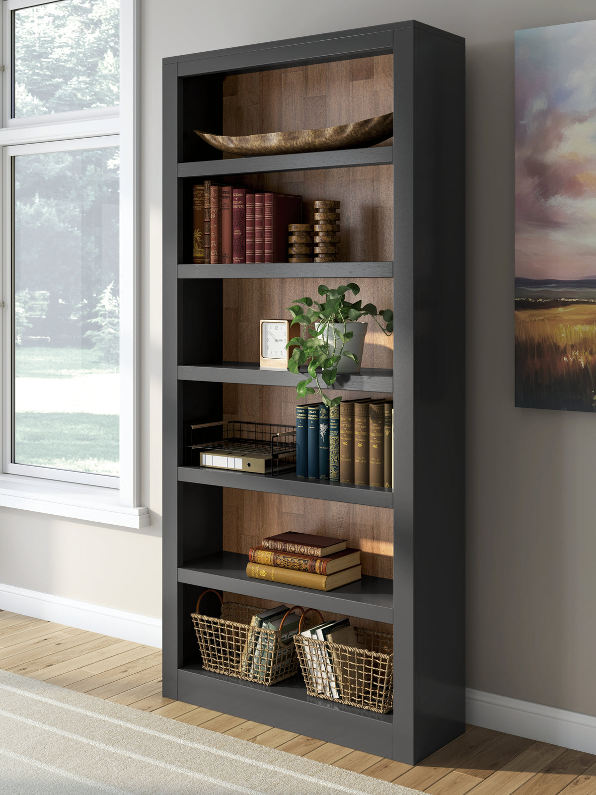 Prime Furniture - Ashley Furniture - Wildenauer Bookcase - Bookcase / Brown/Black - H664-70