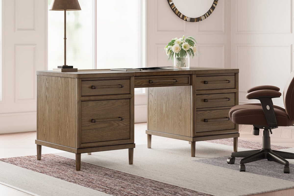 Prime Furniture - Ashley Furniture - Roanhowe Office Desk - Home Office Desk / Brown - H769-21