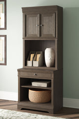Prime Furniture - Ashley Furniture - Janismore Bookcase - Bookcase / Weathered Gray - H776H7