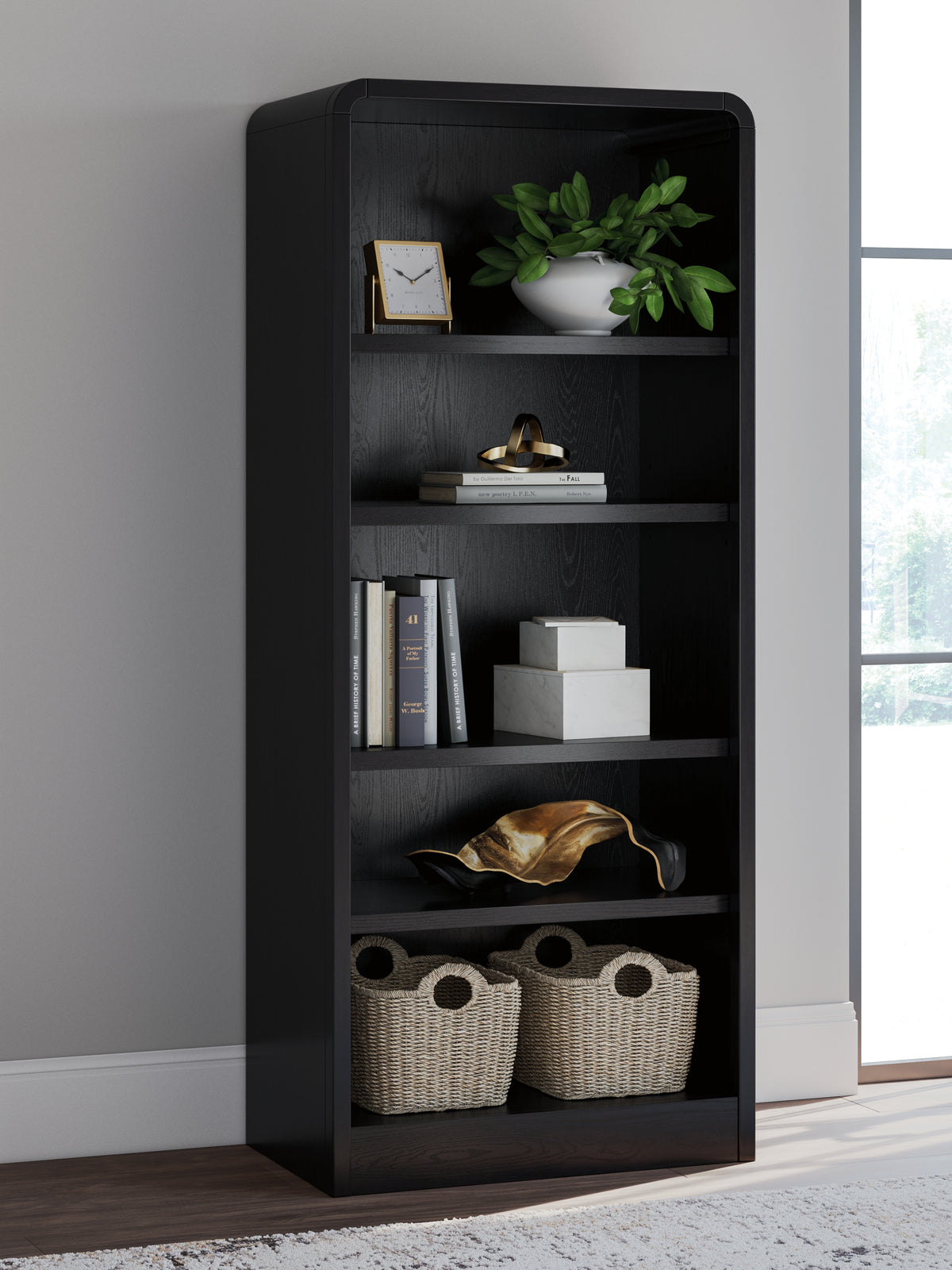 Prime Furniture - Ashley Furniture - Rowanbeck Bookcase - Large Bookcase / Black - H821-17