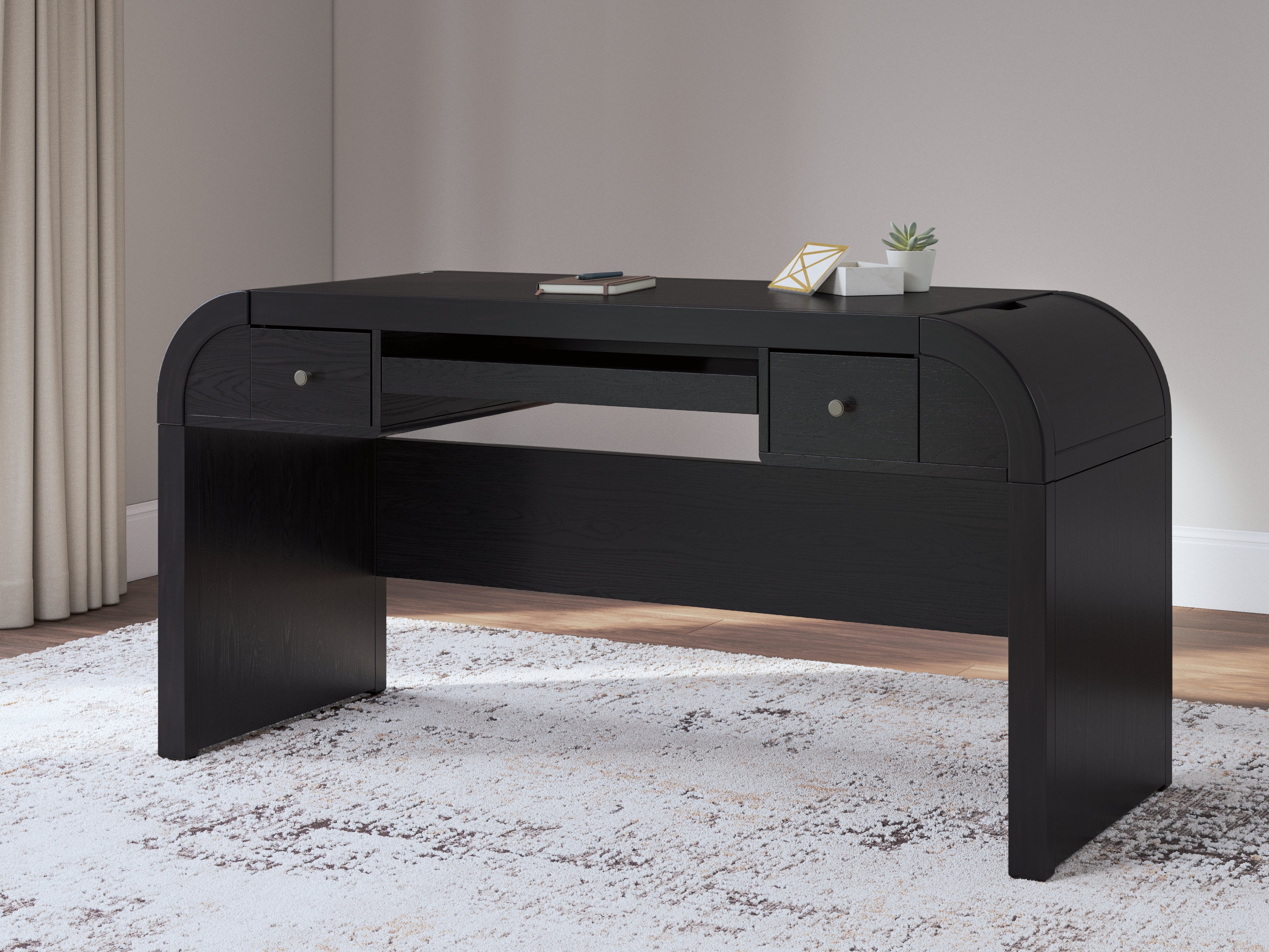 Prime Furniture - Ashley Furniture - Rowanbeck Office Desk - Home Office Desk / Black - H821-44