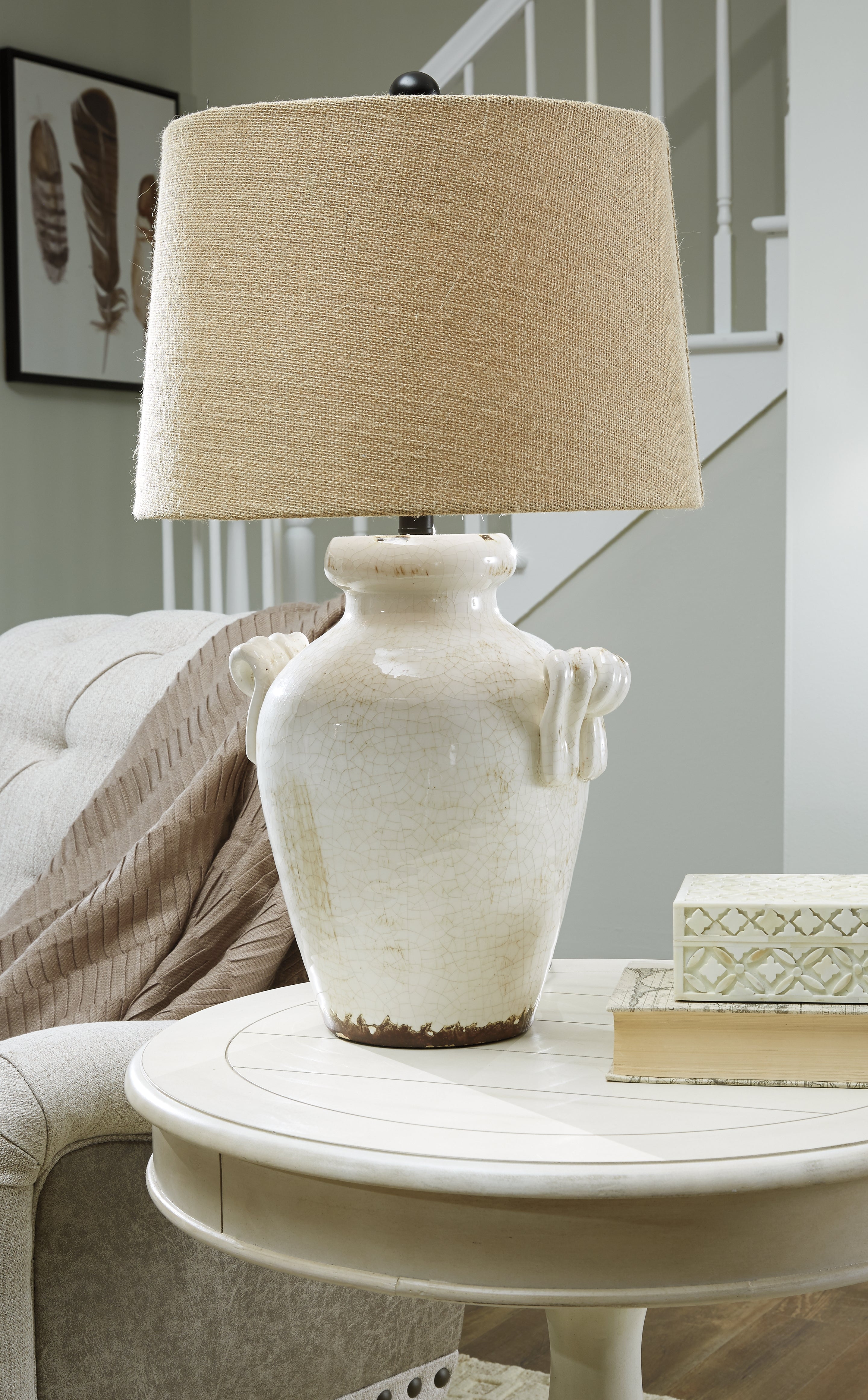 Prime Furniture - Ashley Furniture - Emelda Lighting - Table Lamp (Set of 2) / Cream - L100664X2