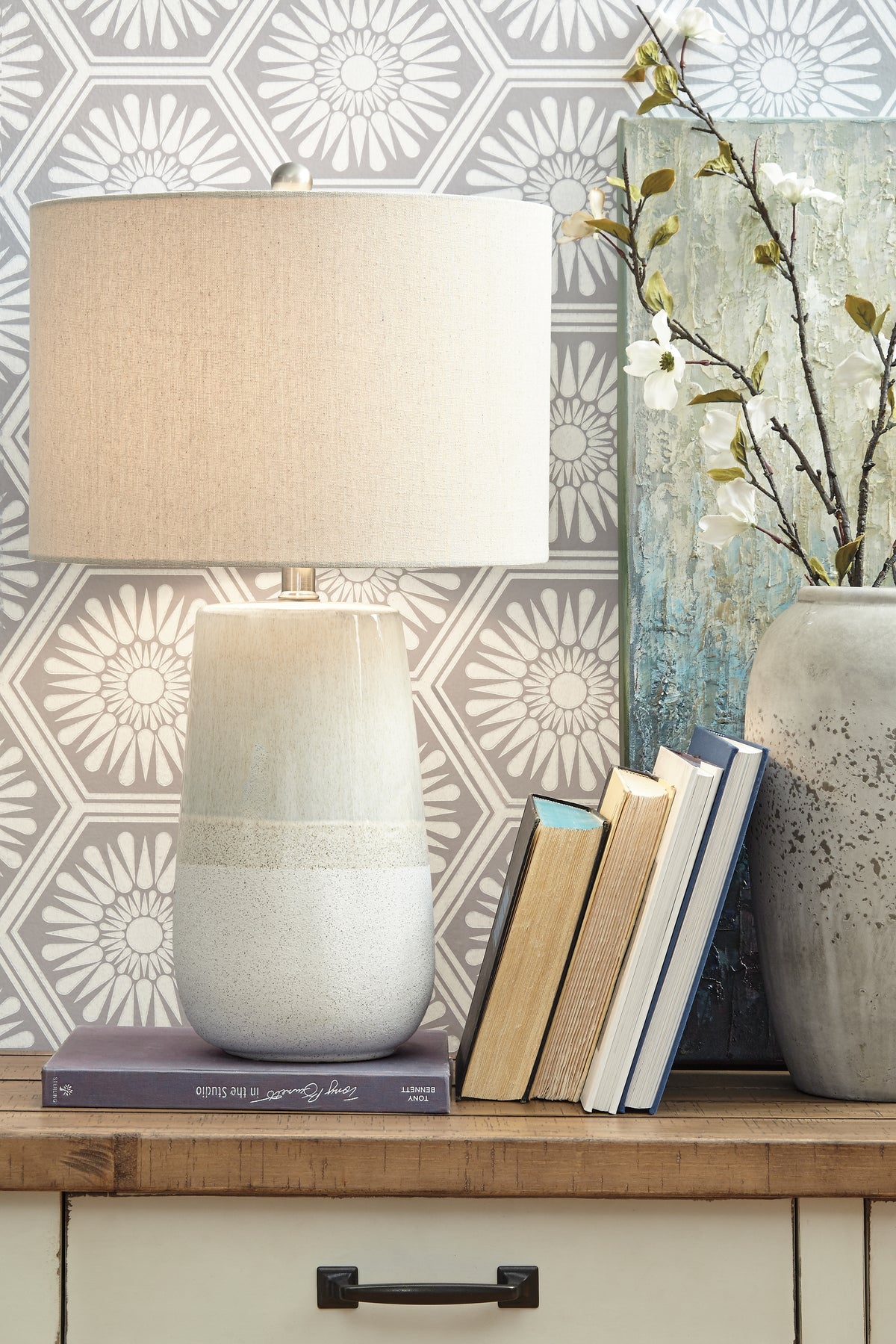 Prime Furniture - Ashley Furniture - Shavon Lighting - Table Lamp (Set of 2) / Beige/White - L100724X2