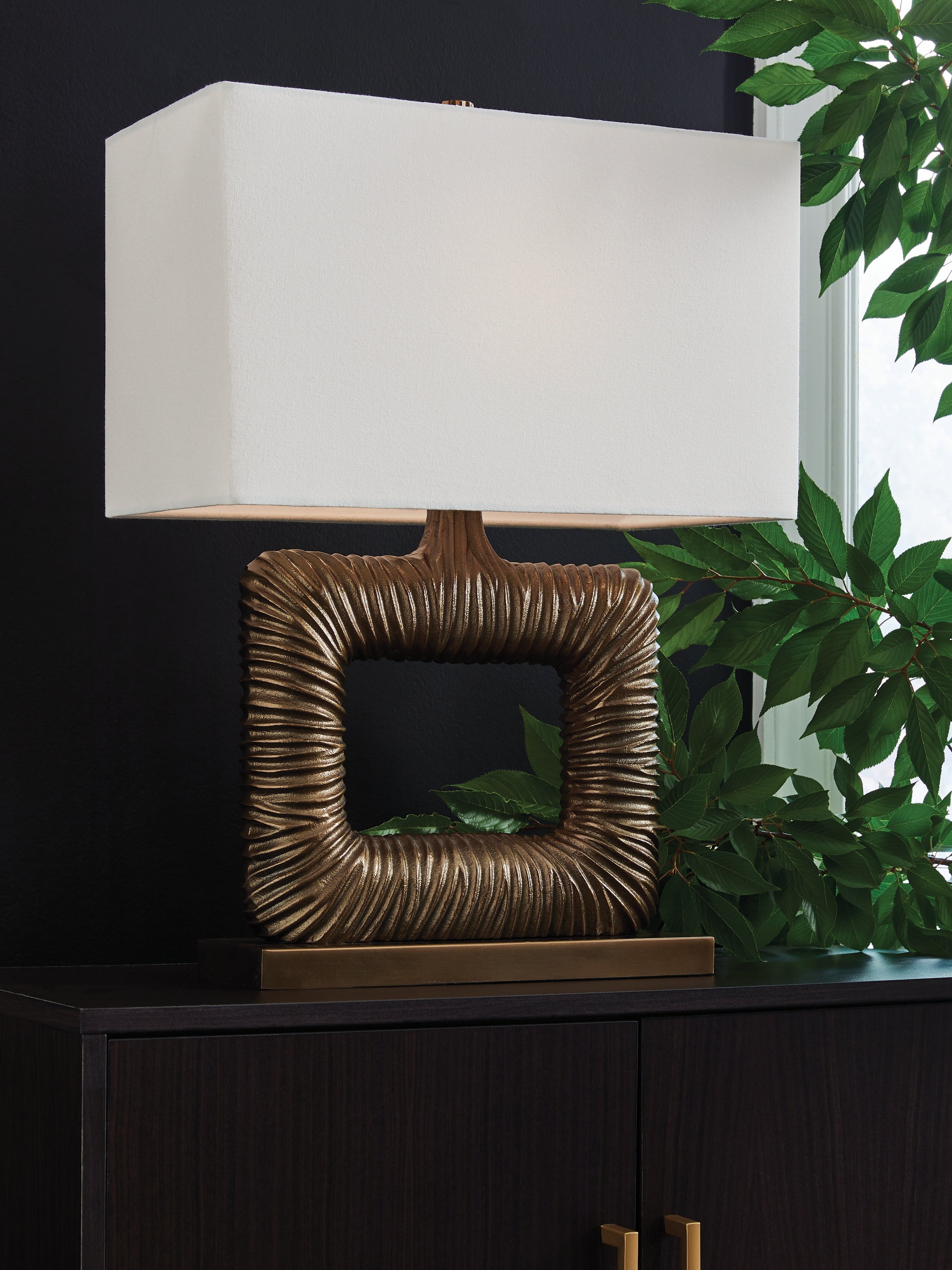 Prime Furniture - Ashley Furniture - Garronby Lighting - Metal Table Lamp (1/CN) / Antique Brass Finish - L207604