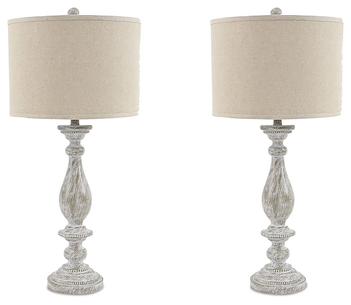 Prime Furniture - Ashley Furniture - Bernadate Lighting - Poly Table Lamp (Set of 2) / Whitewash - L235344