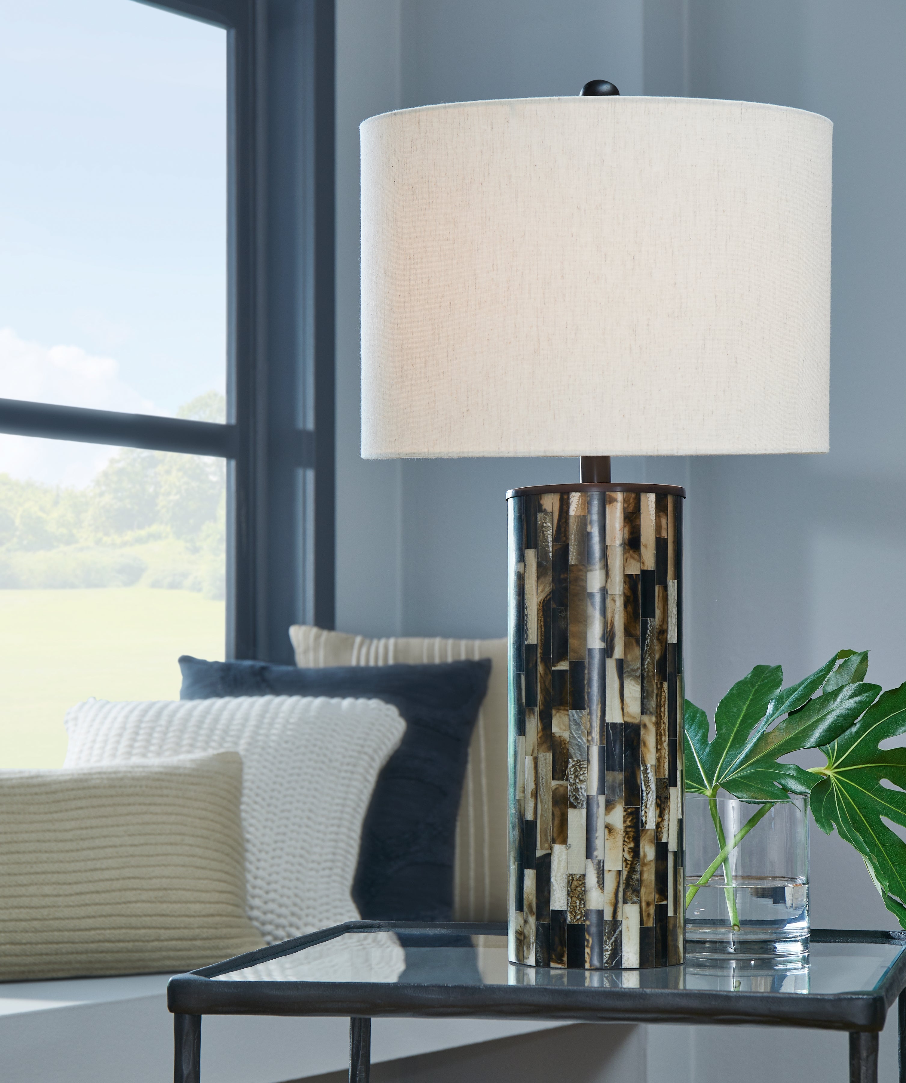 Prime Furniture - Ashley Furniture - Ellford Lighting - Poly Table Lamp (1/CN) / Black/Brown/Cream - L235684