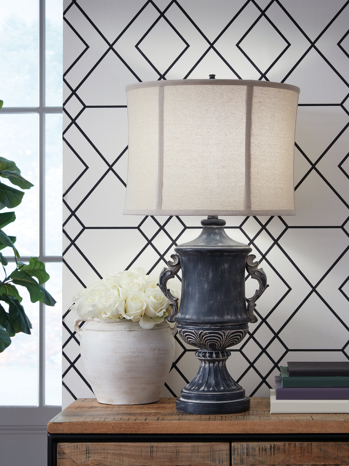 Prime Furniture - Ashley Furniture - Morvanford Lighting - Poly Table Lamp (1/CN) / Antique Black - L235834