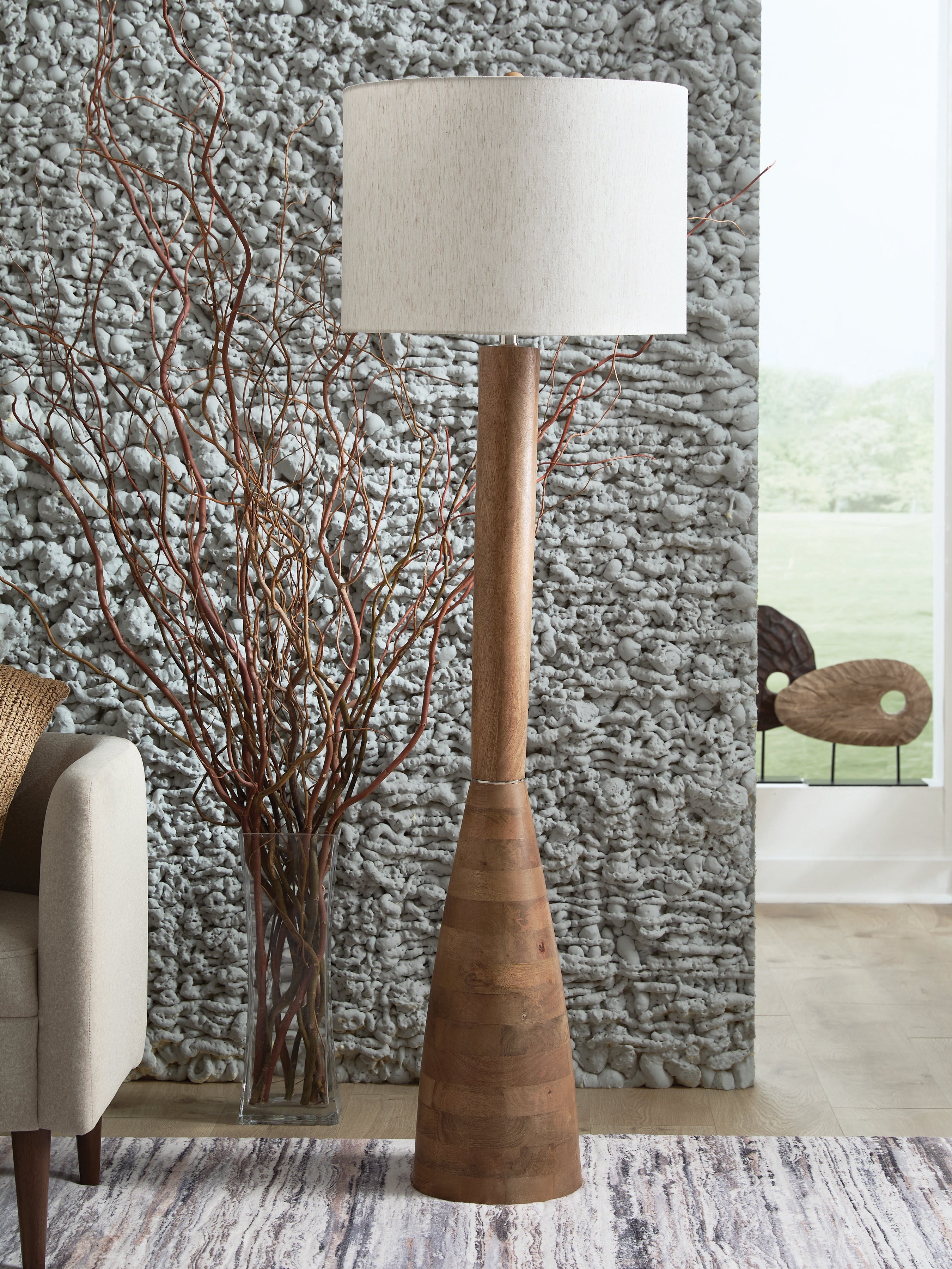 Prime Furniture - Ashley Furniture - Ailsa Lighting - Wood Floor Lamp (1/CN) / Natural Brown - L329111