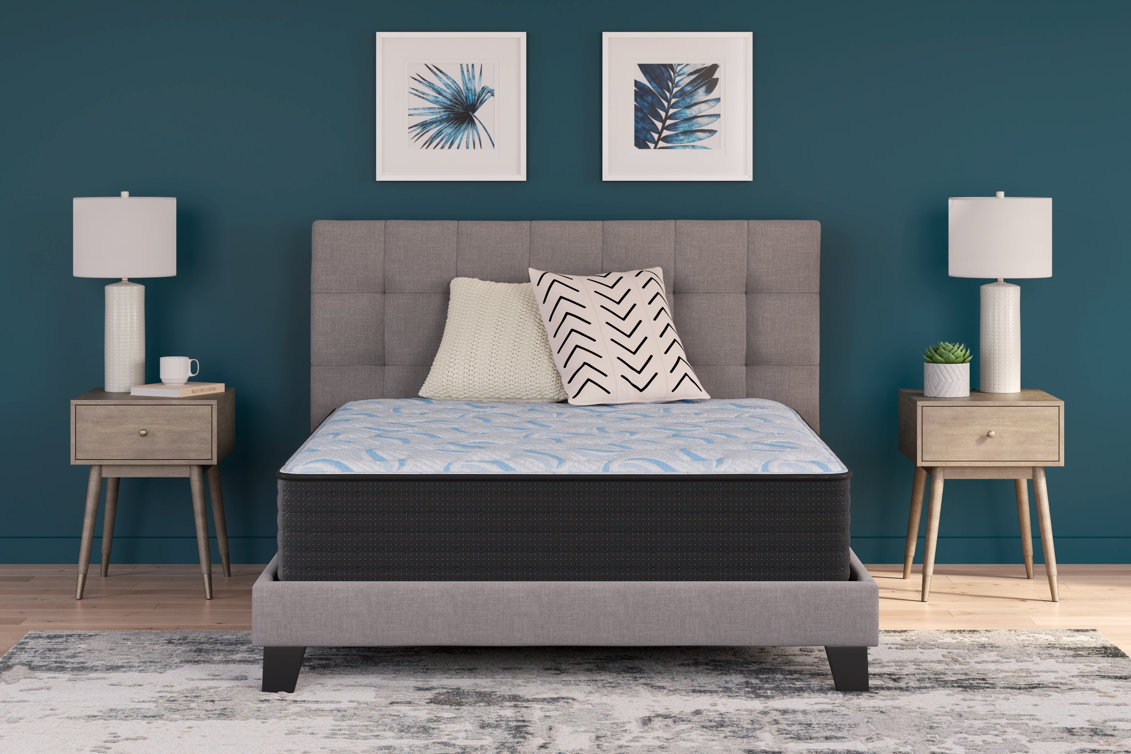 Prime Furniture - Ashley Furniture - Elite Springs Firm Mattresses - King / Gray/Blue - M40541