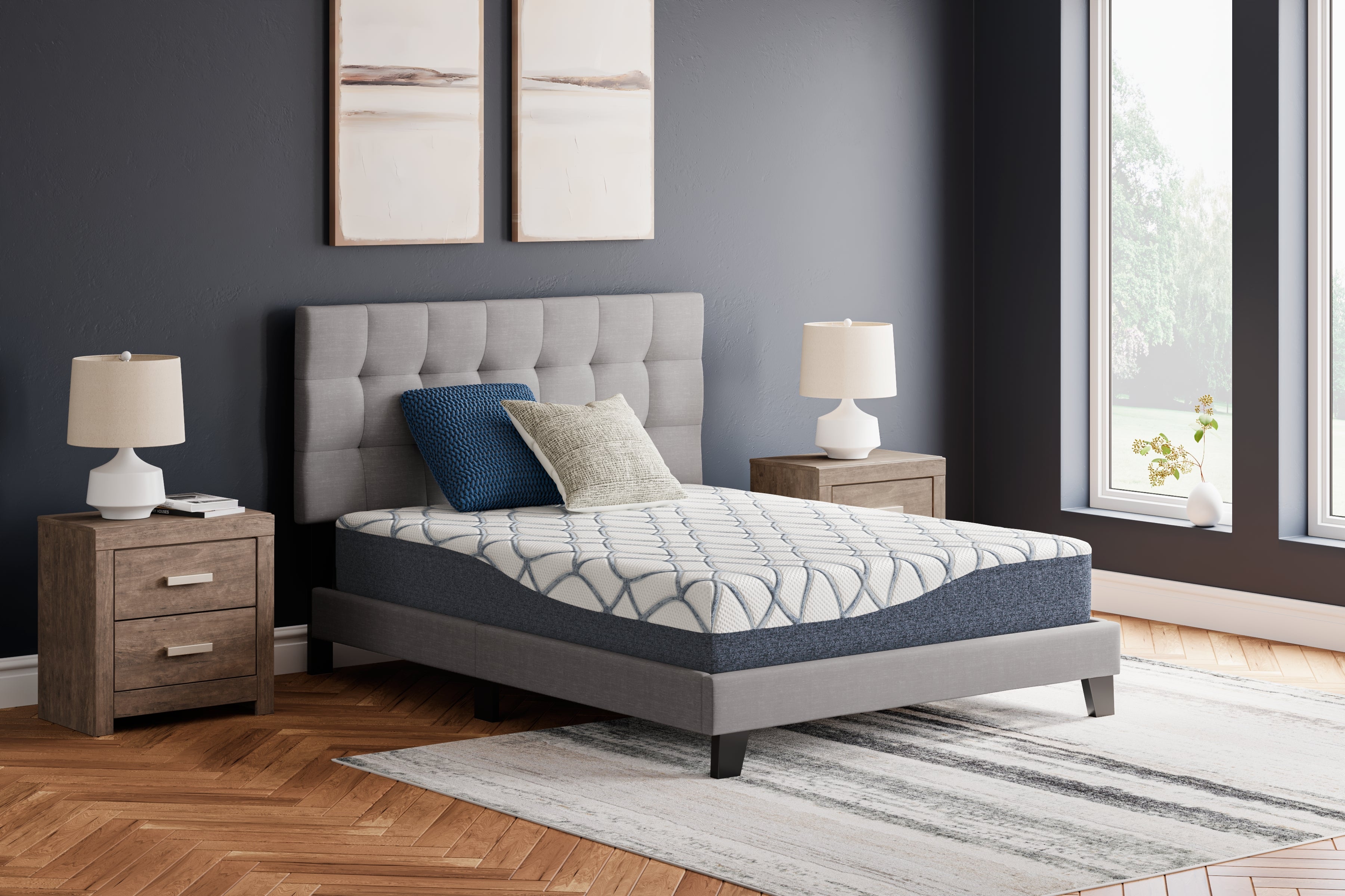 Prime Furniture - Ashley Furniture - 10 Inch Chime Elite 2.0 Mattresses - Queen / White/Blue - M42531