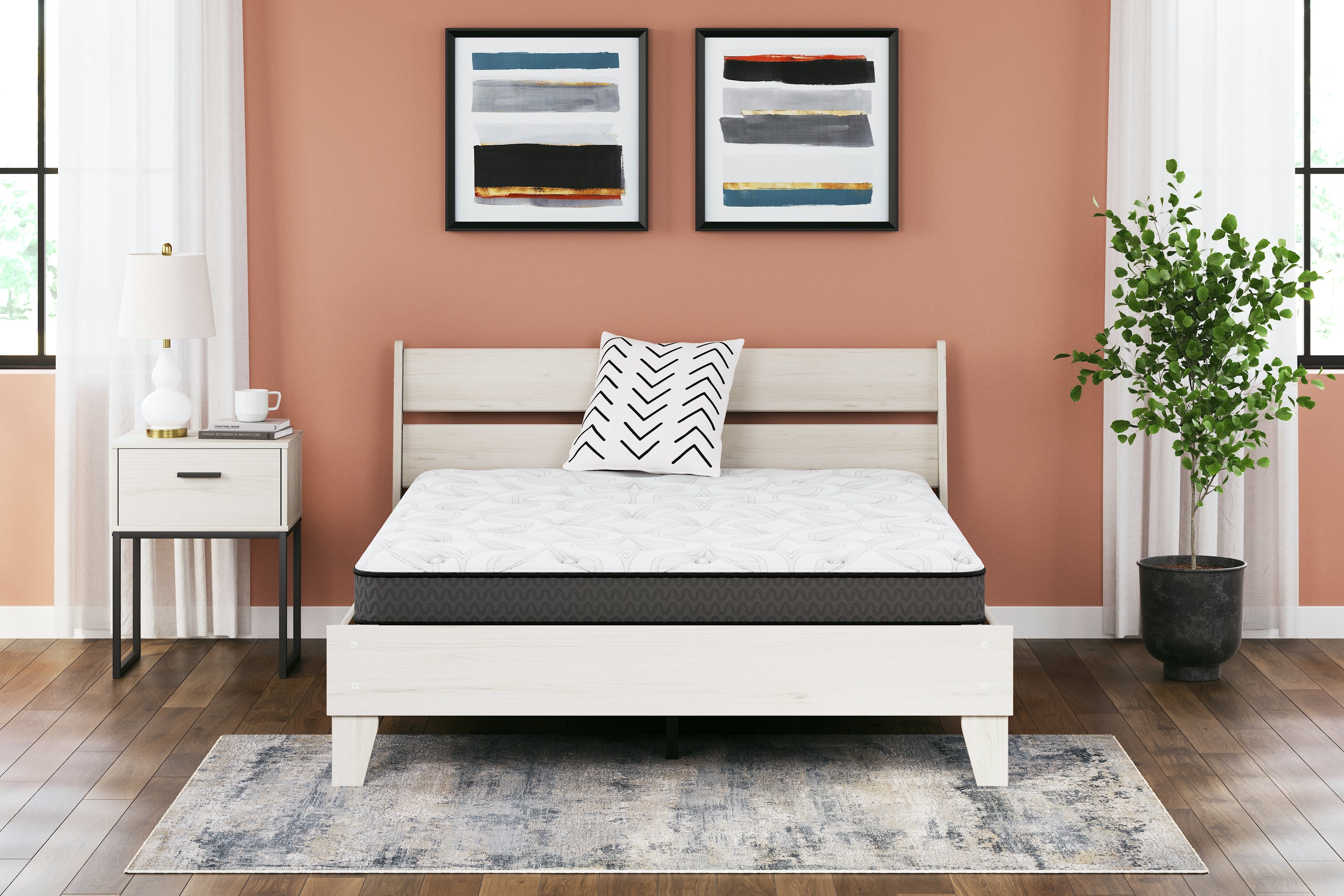 Prime Furniture - Ashley Furniture - 8 Inch Bonnell Hybrid Mattresses - Queen / White - M58731