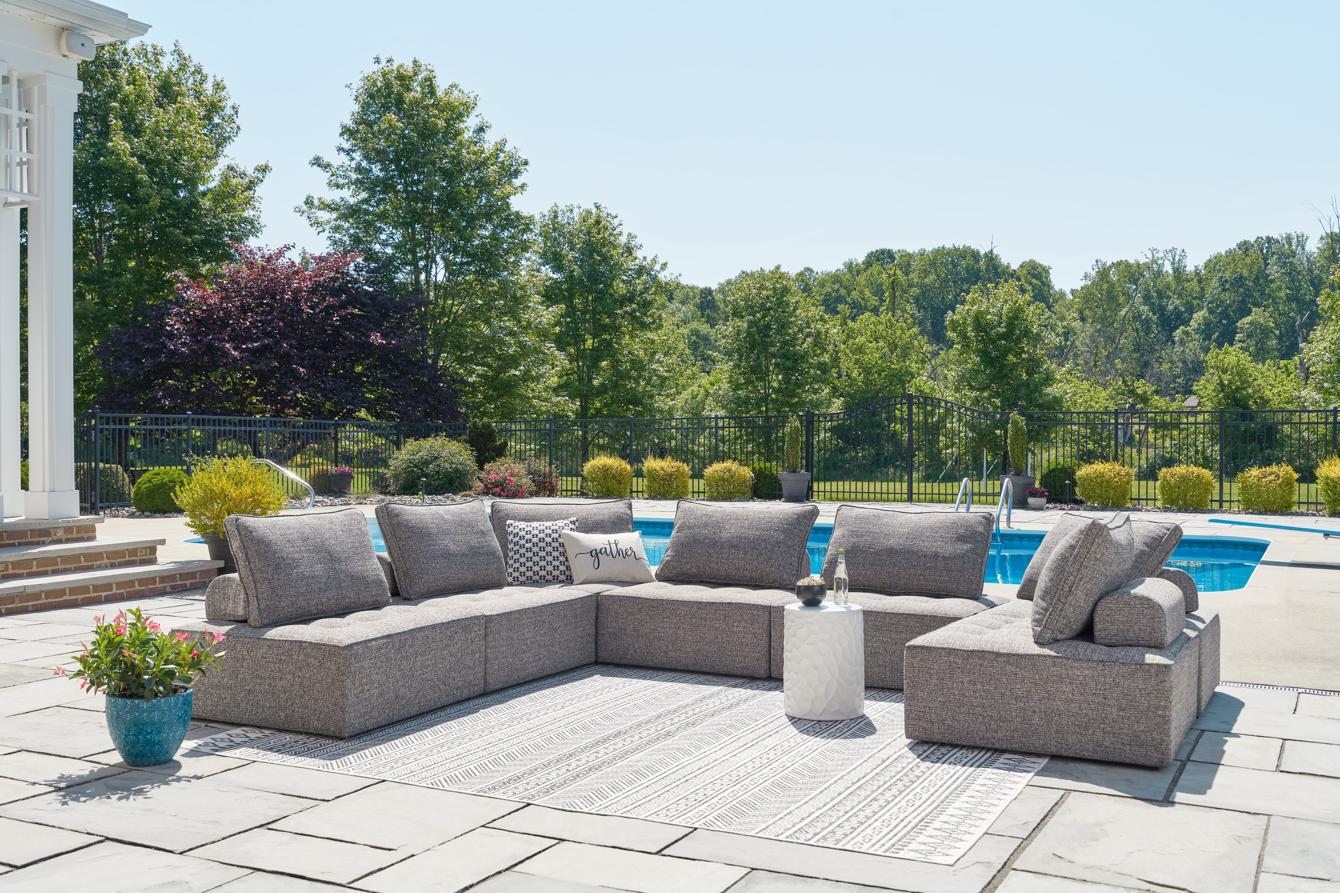 Prime Furniture - Ashley Furniture - Bree Zee Outdoor - 7-Piece Outdoor Sectional / Brown - P160P2