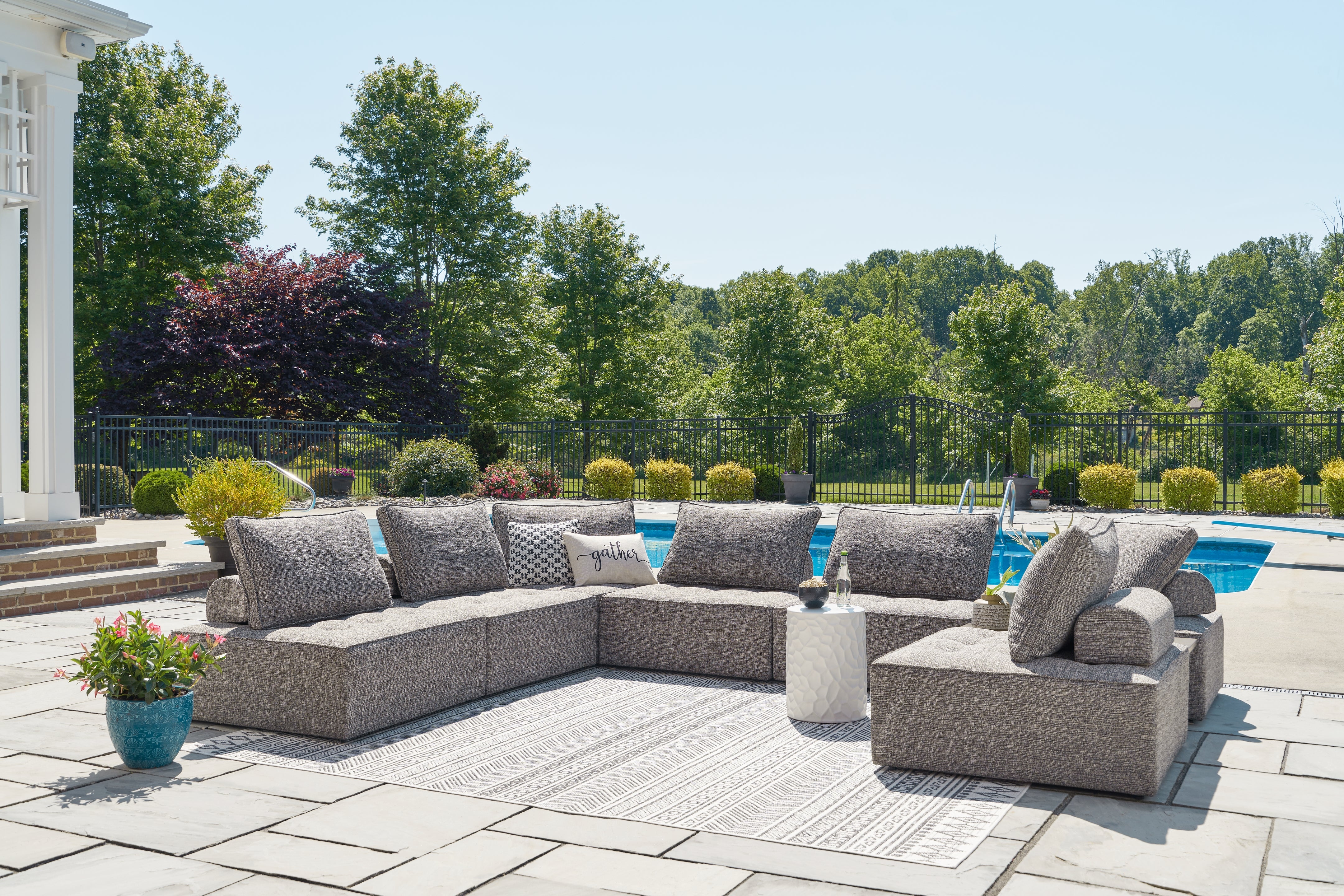 Prime Furniture - Ashley Furniture - Bree Zee Outdoor - 8-Piece Outdoor Sectional / Brown - P160P6
