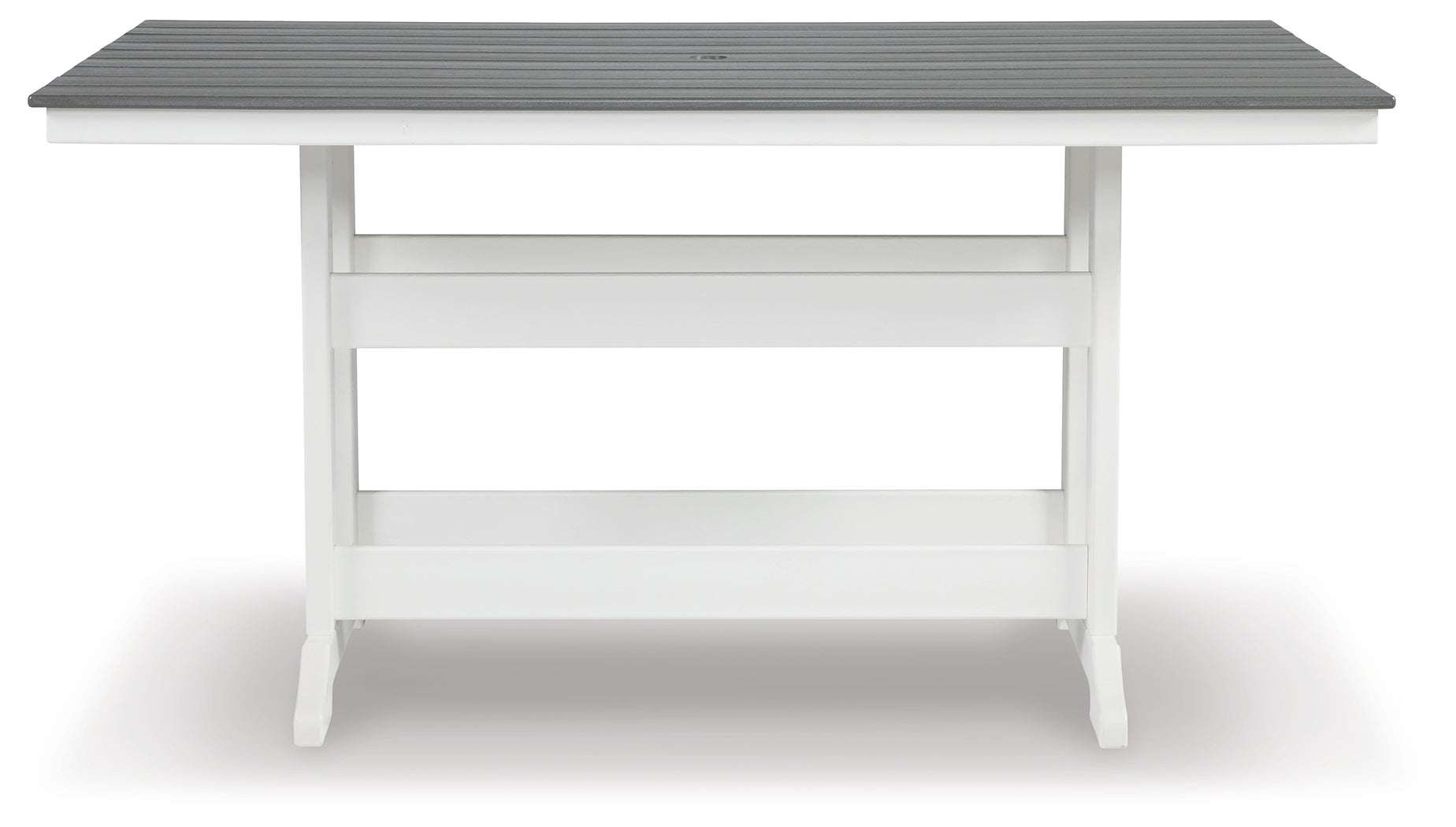 Prime Furniture - Ashley Furniture - Transville Outdoor - RECT COUNTER TABLE W/UMB OPT / Gray/White - P210-642