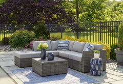 Prime Furniture - Ashley Furniture - Petal Road Outdoor - LoveseatSEC/OTTO/TBL Set(4/CN) / Gray - P297-070