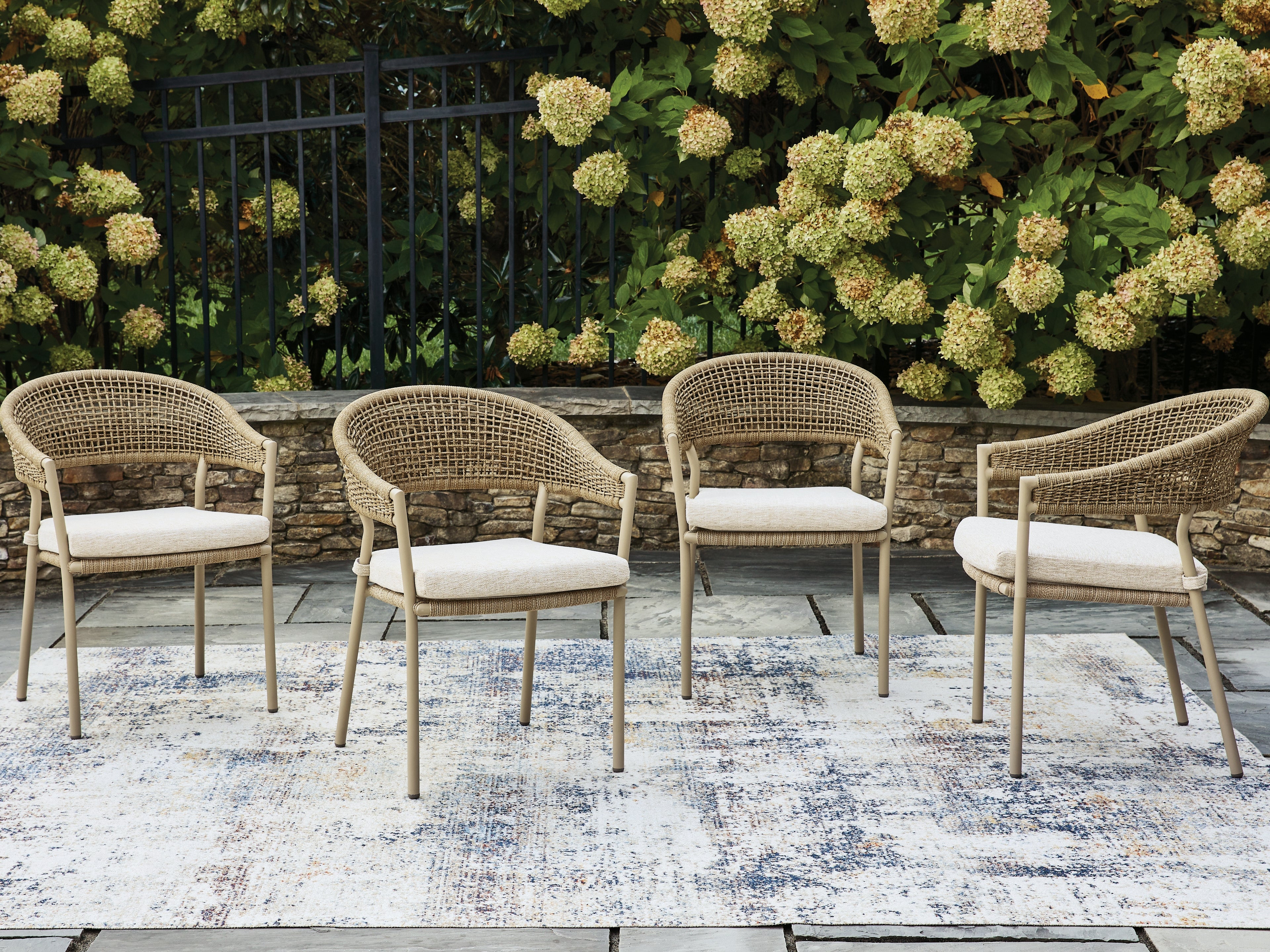 Prime Furniture - Ashley Furniture - Orchard Beach Outdoor - Arm Chair With Cushion (4/CN) / Beige - PCP373-601A