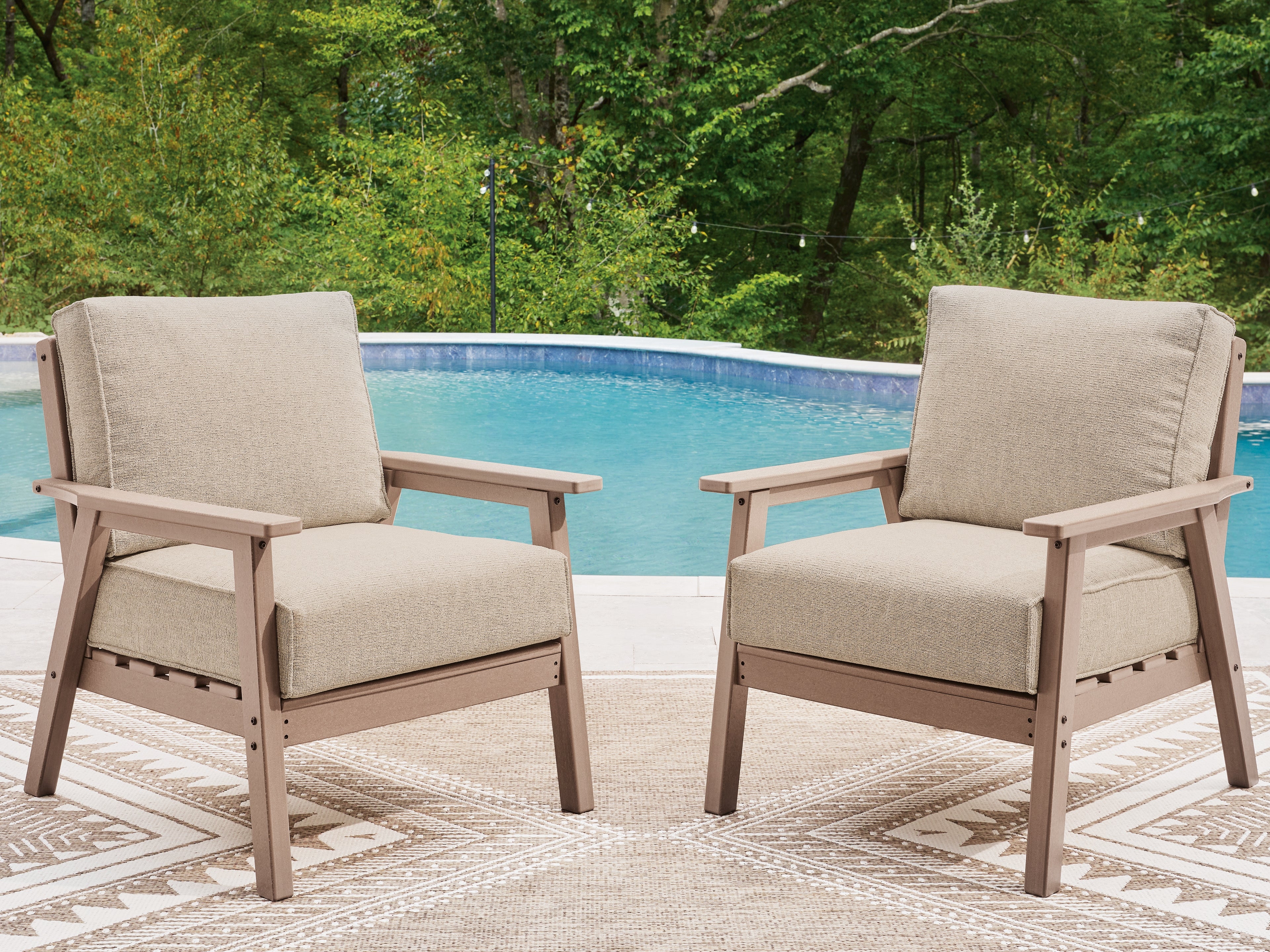 Prime Furniture - Ashley Furniture - Grover Beach Outdoor - Lounge Chair w/Cushion (Set of 2) / Driftwood - PCP422-820