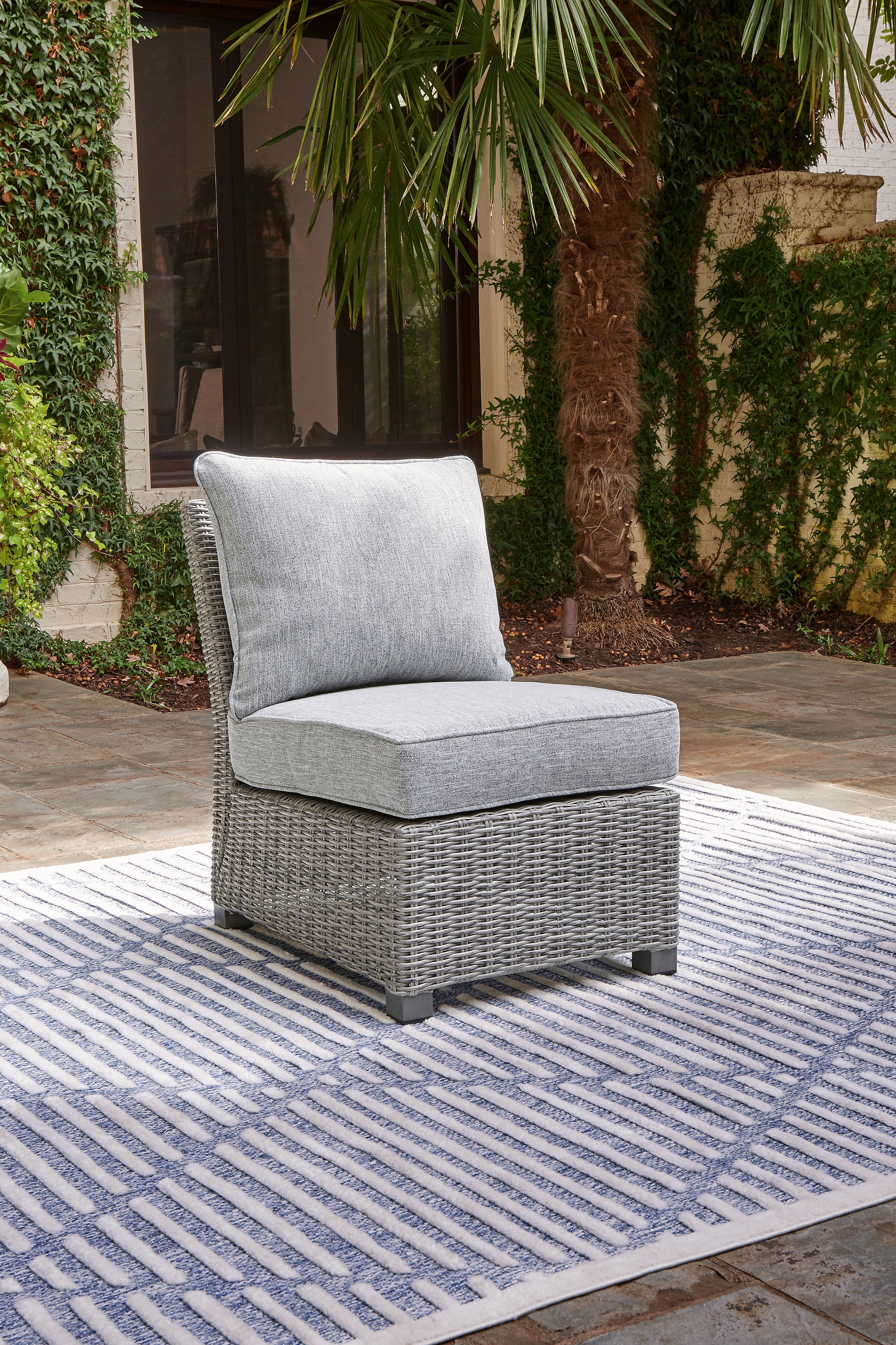 Prime Furniture - Ashley Furniture - Naples Beach Outdoor - Armless Chair w/Cushion (1/CN) / Light Gray - P439-846