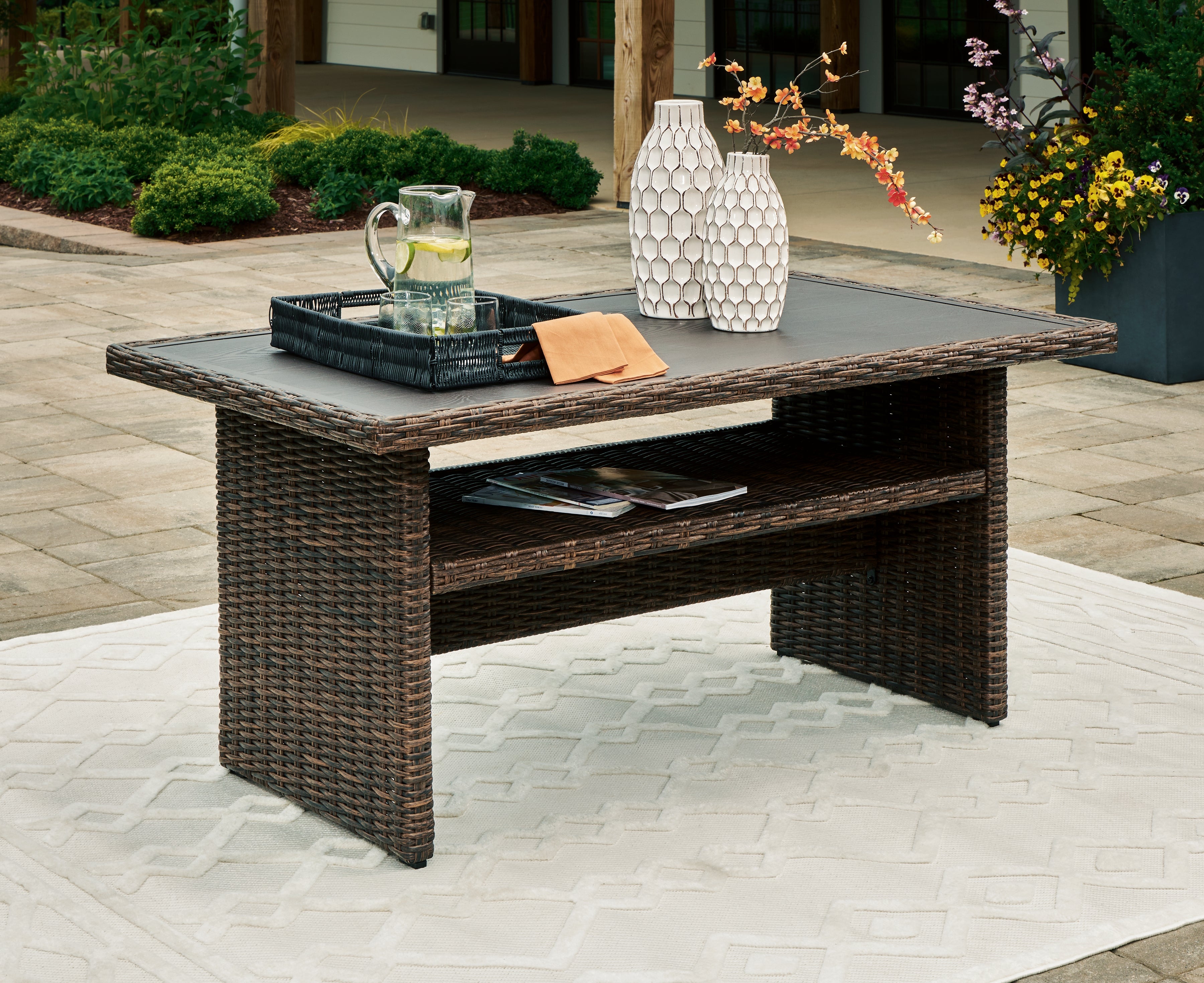 Prime Furniture - Ashley Furniture - Brook Ranch Outdoor - RECT Multi-Use Table / Brown - P465-625