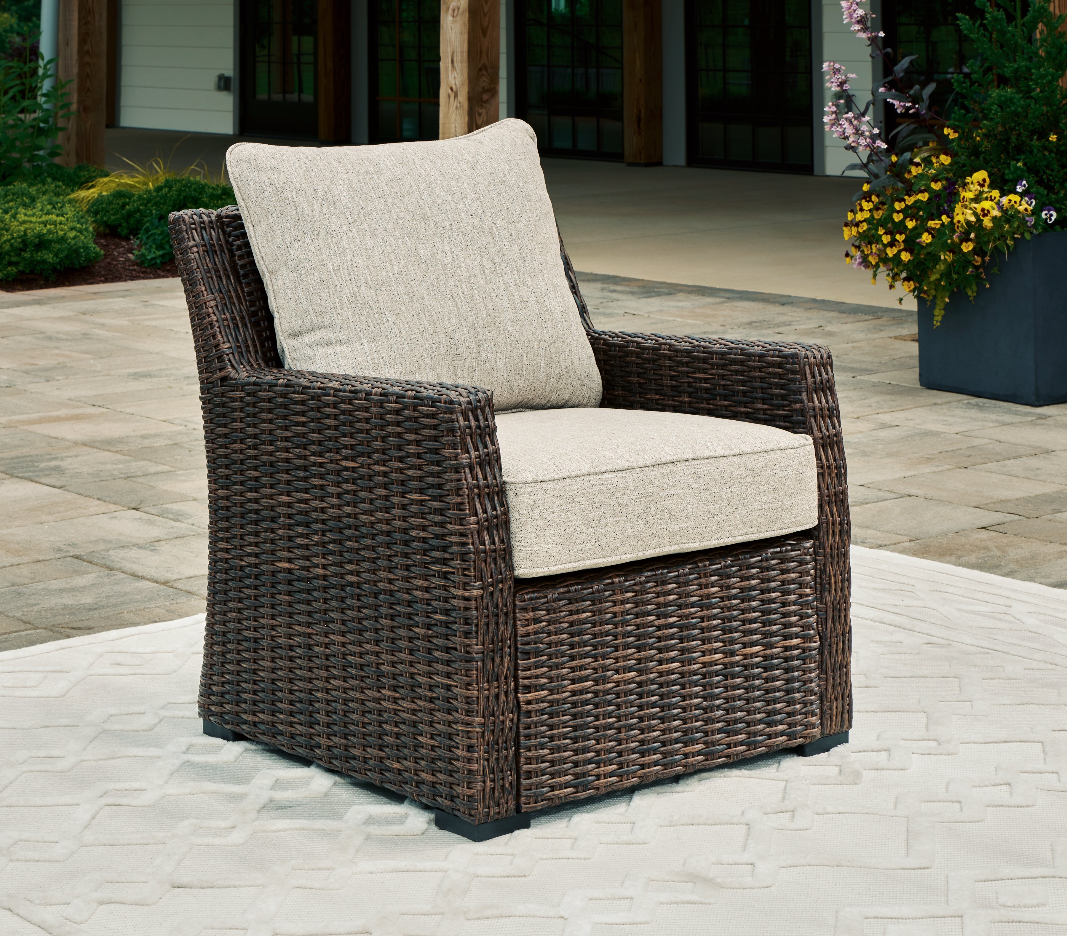 Prime Furniture - Ashley Furniture - Brook Ranch Outdoor - Lounge Chair w/Cushion (1/CN) / Brown - P465-820