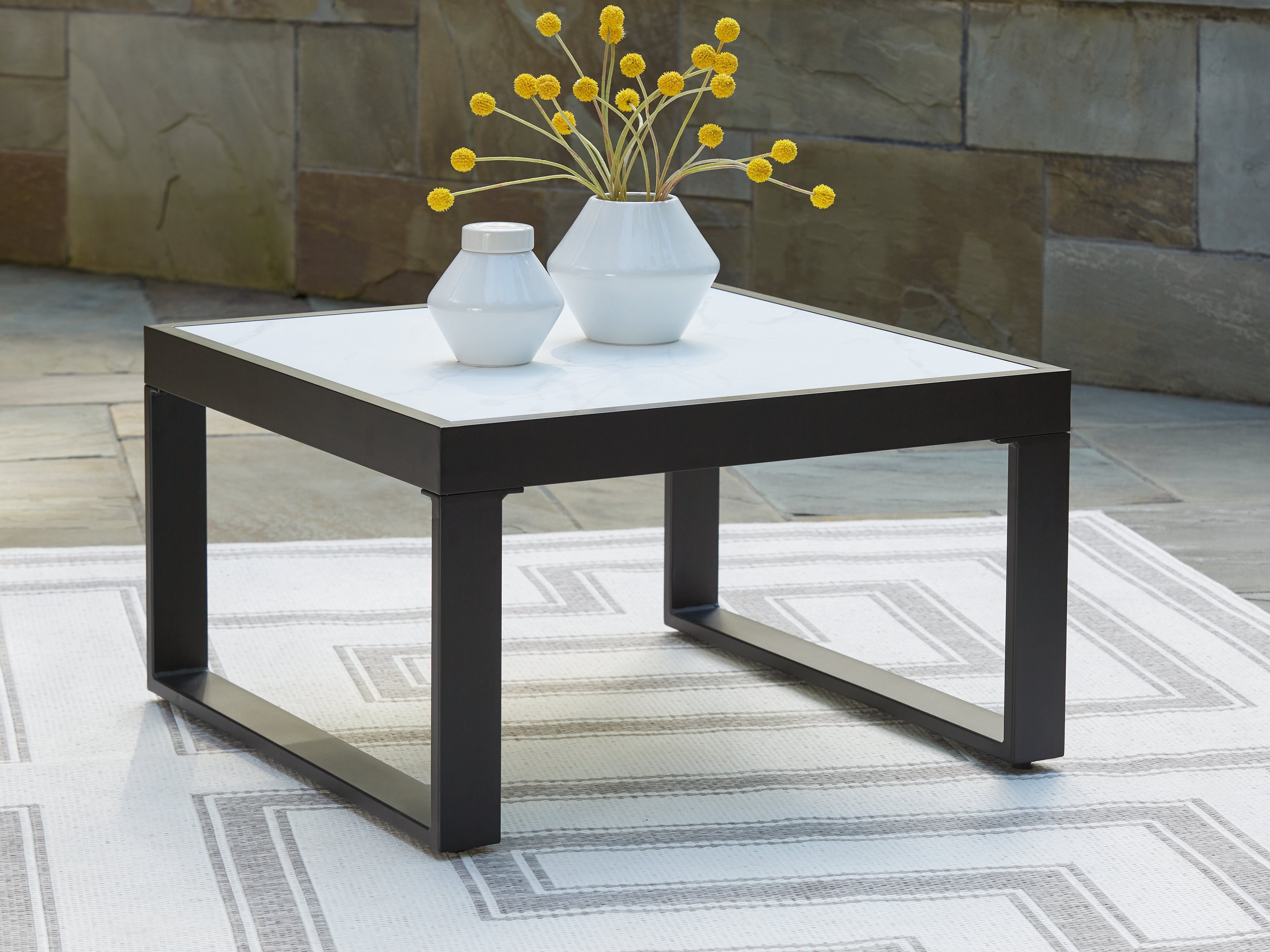 Prime Furniture - Ashley Furniture - Beachloft Outdoor - Square Cocktail Table / Black/Gray - P490-708