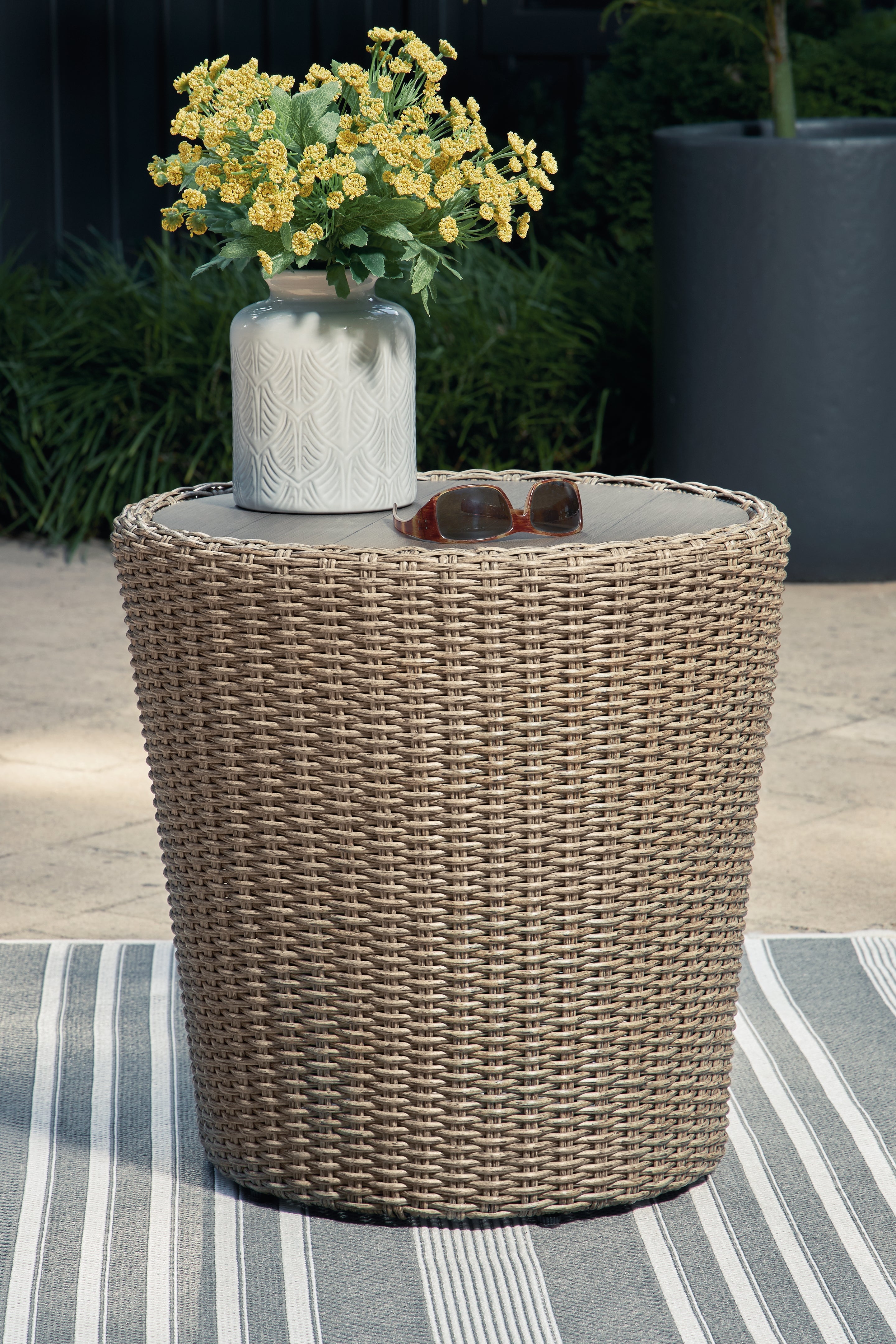 Prime Furniture - Ashley Furniture - Danson Outdoor - Round End Table / Beige - P505-706