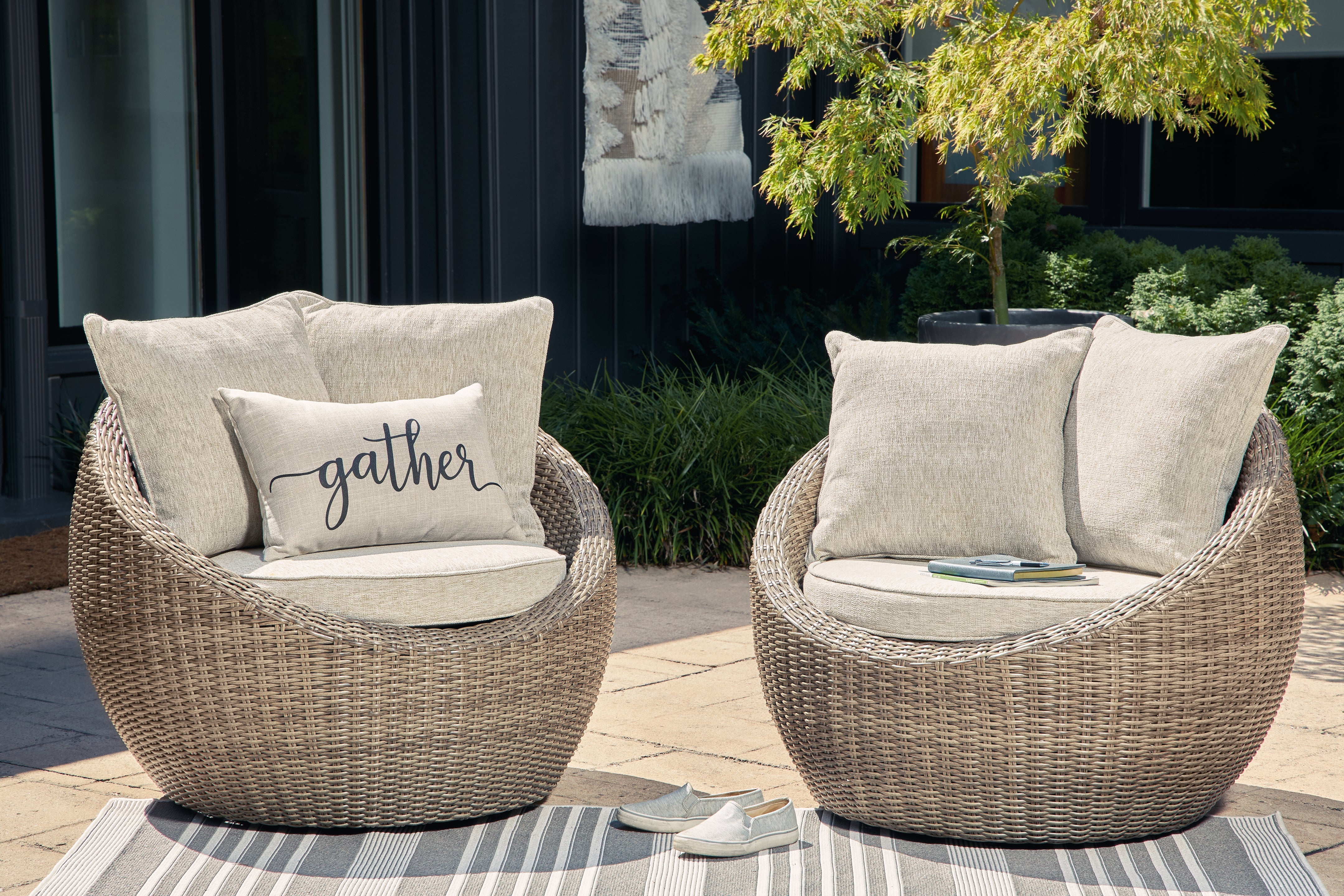 Prime Furniture - Ashley Furniture - Danson Outdoor - Round End Table / Beige - P505-706