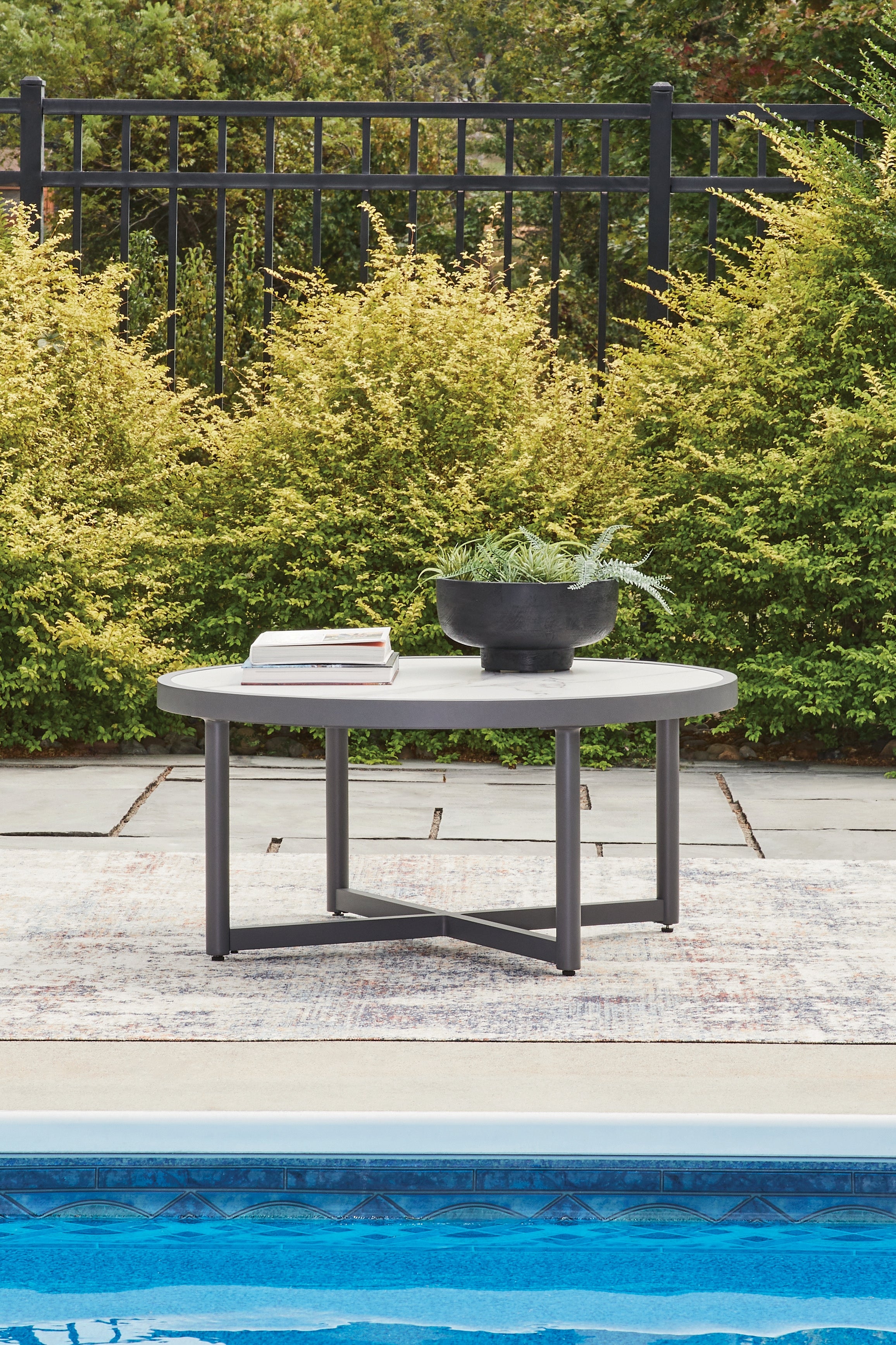 Prime Furniture - Ashley Furniture - Ocean Beach Outdoor - Round Cocktail Table / Gray - PCP510-708
