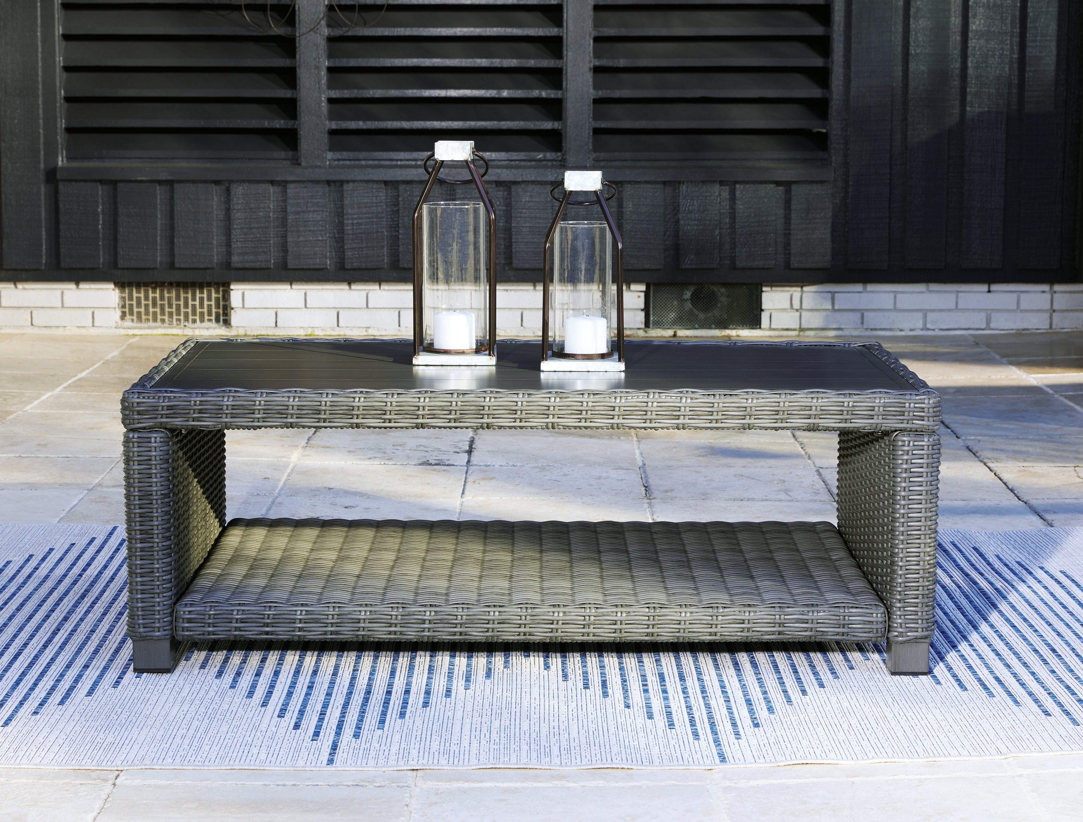 Prime Furniture - Ashley Furniture - Elite Park Outdoor - Rectangular Cocktail Table / Gray - P518-701
